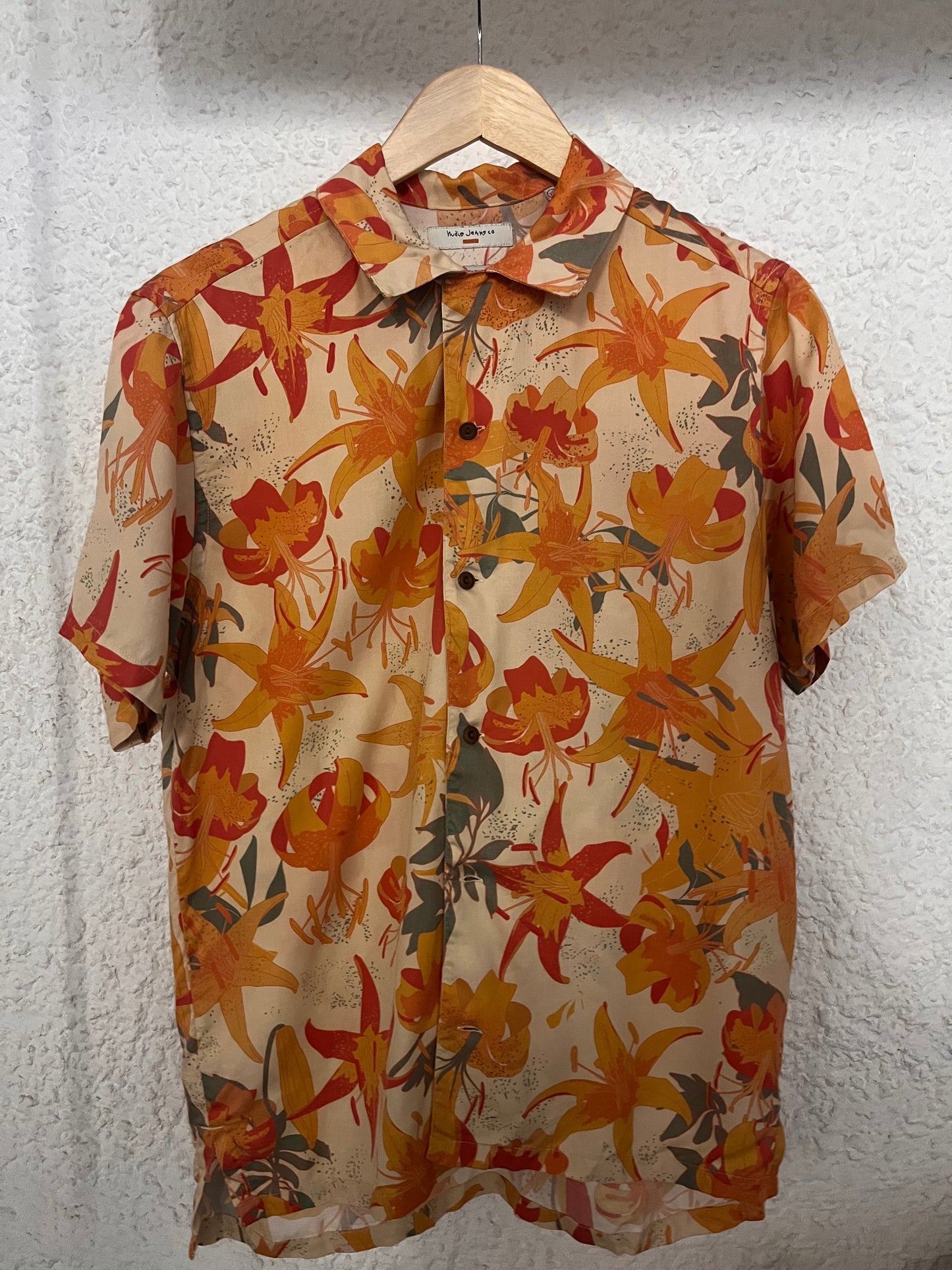 Chemise manches courtes en tencel - Arvid Lilies cream