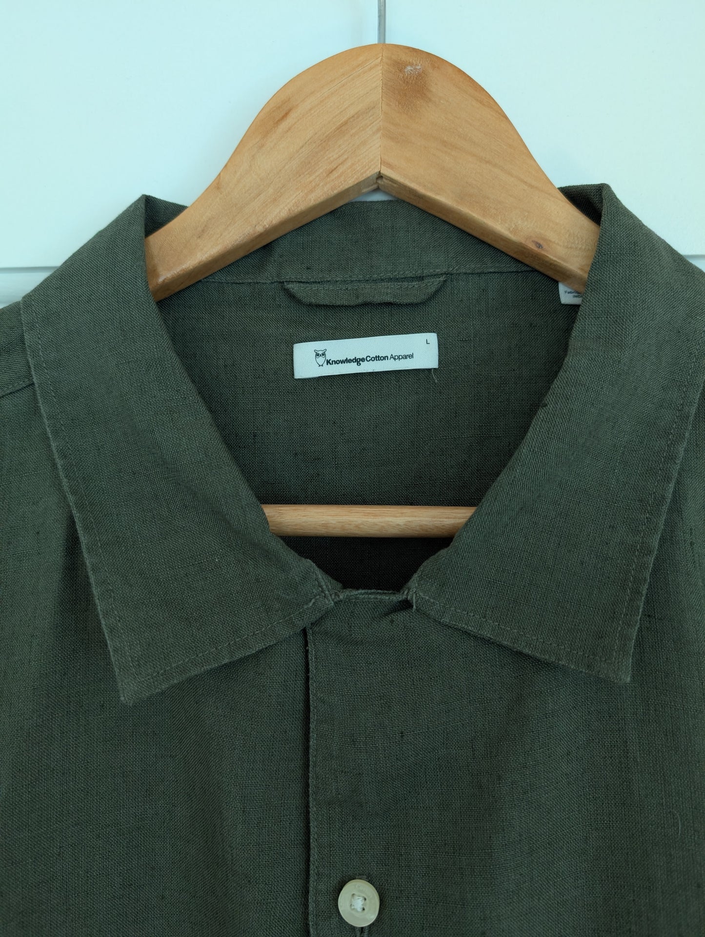 Chemisette olive en lin bio - box fit short sleeved linen burned olive