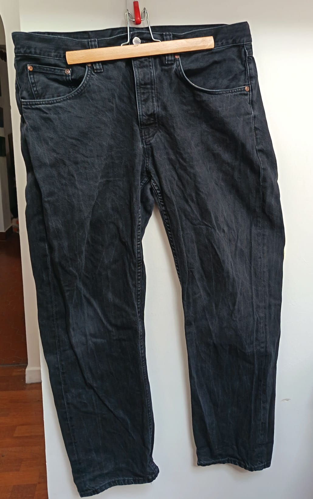 Jean droit large en coton bio | noir 'rad rufus black vintage'