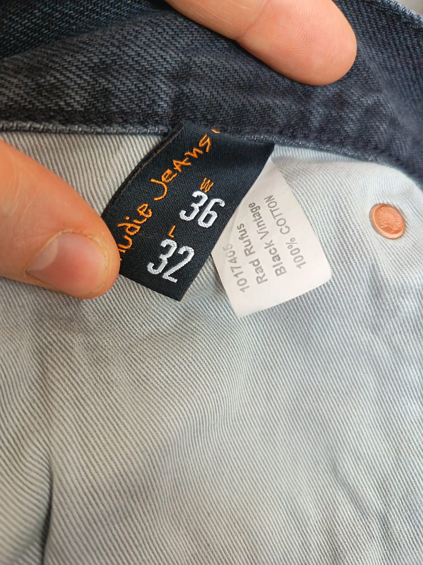 Jean droit large en coton bio | noir 'rad rufus black vintage'