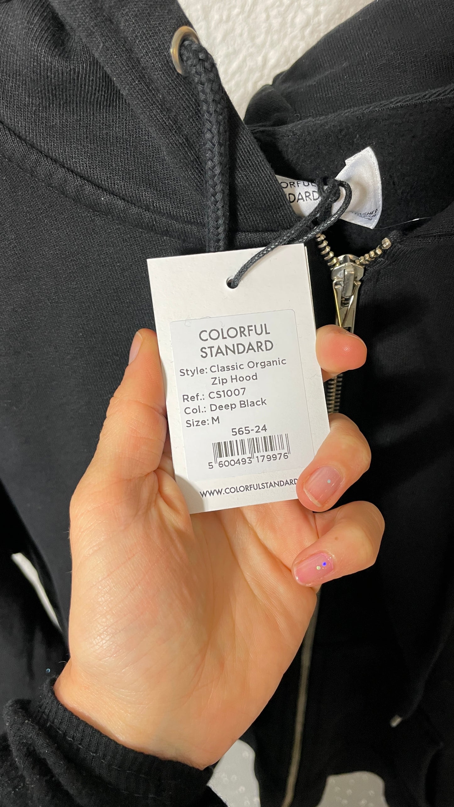Sweat à capuche zippé en coton bio | noir 'Deep Black'
