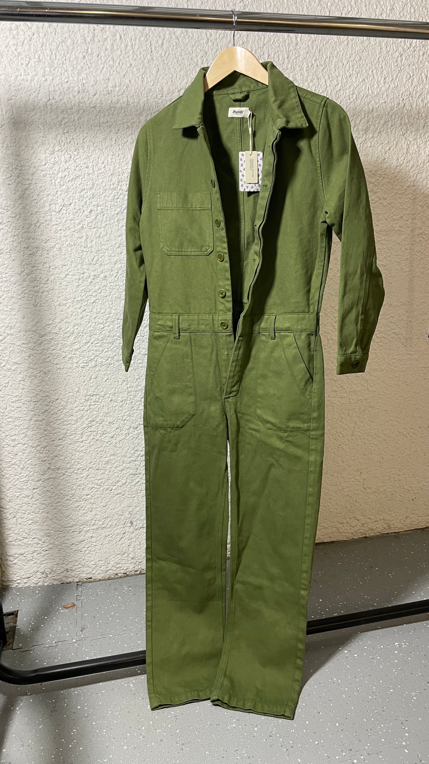 Combinaison en coton bio | verte 'cotton twill boiler suit green'