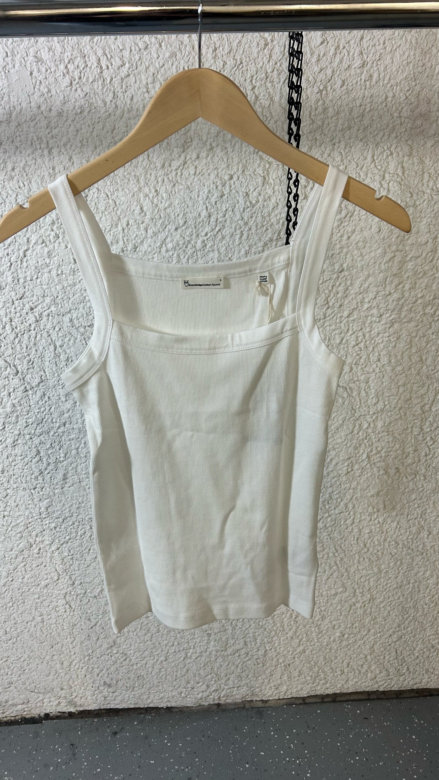 Débardeur côtelé en coton bio | blanc 'rib strap top star white'
