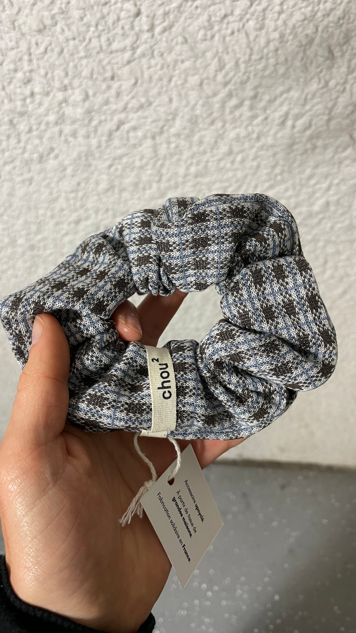 Chouchou upcyclé | marron et bleu