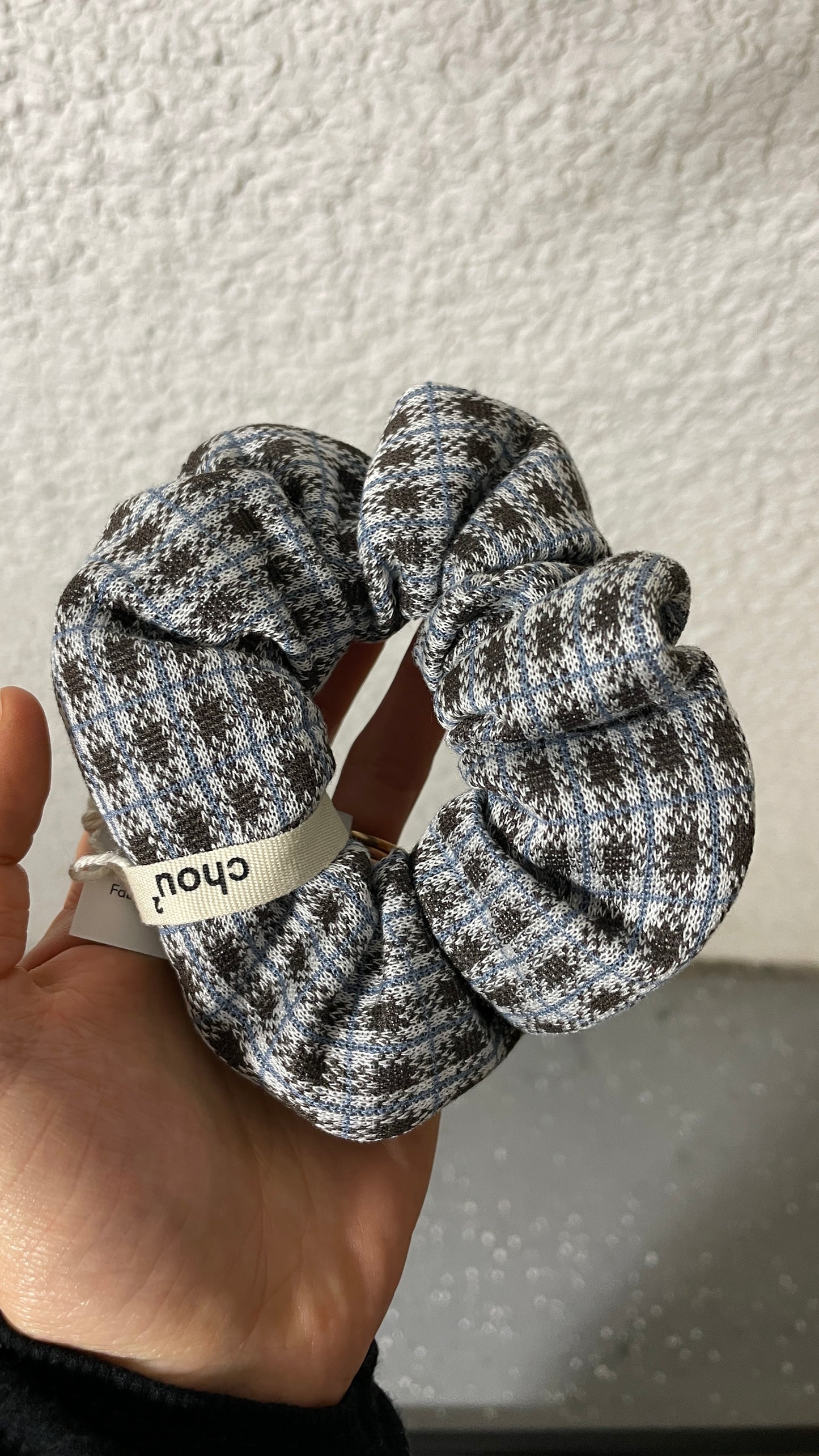 Chouchou upcyclé | marron et bleu