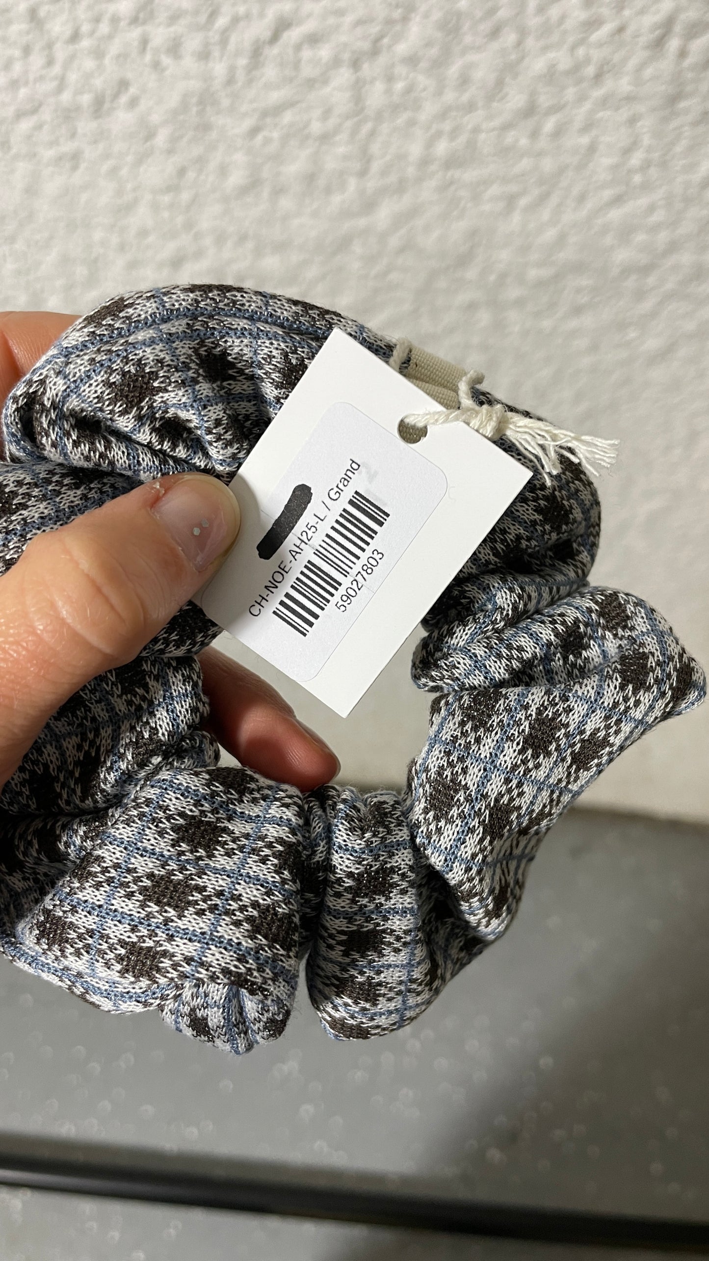 Chouchou upcyclé | marron et bleu