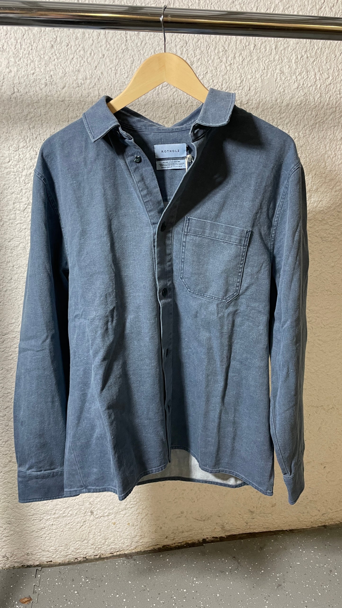 Chemise en coton recyclé | bleu 'denim casual shirt recycled cotton - washed denim'