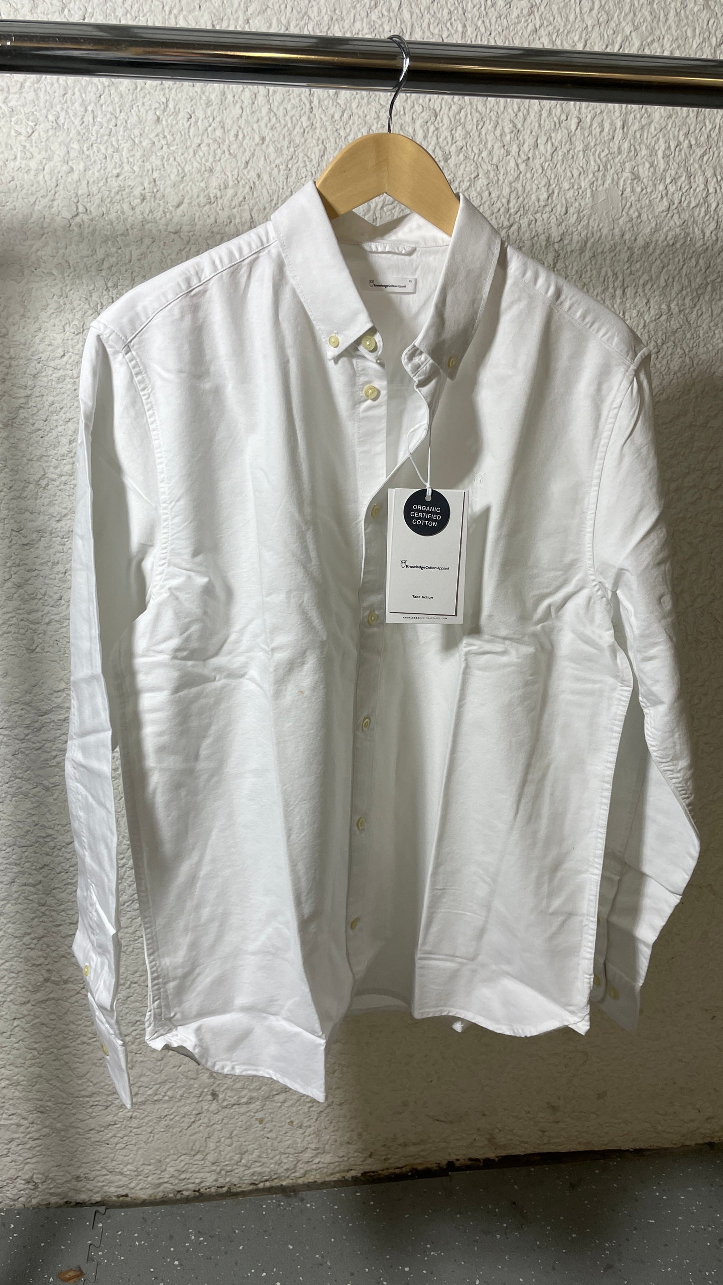 Chemise en coton bio | blanc 'harald small owl oxford regular fit shirt bright white'