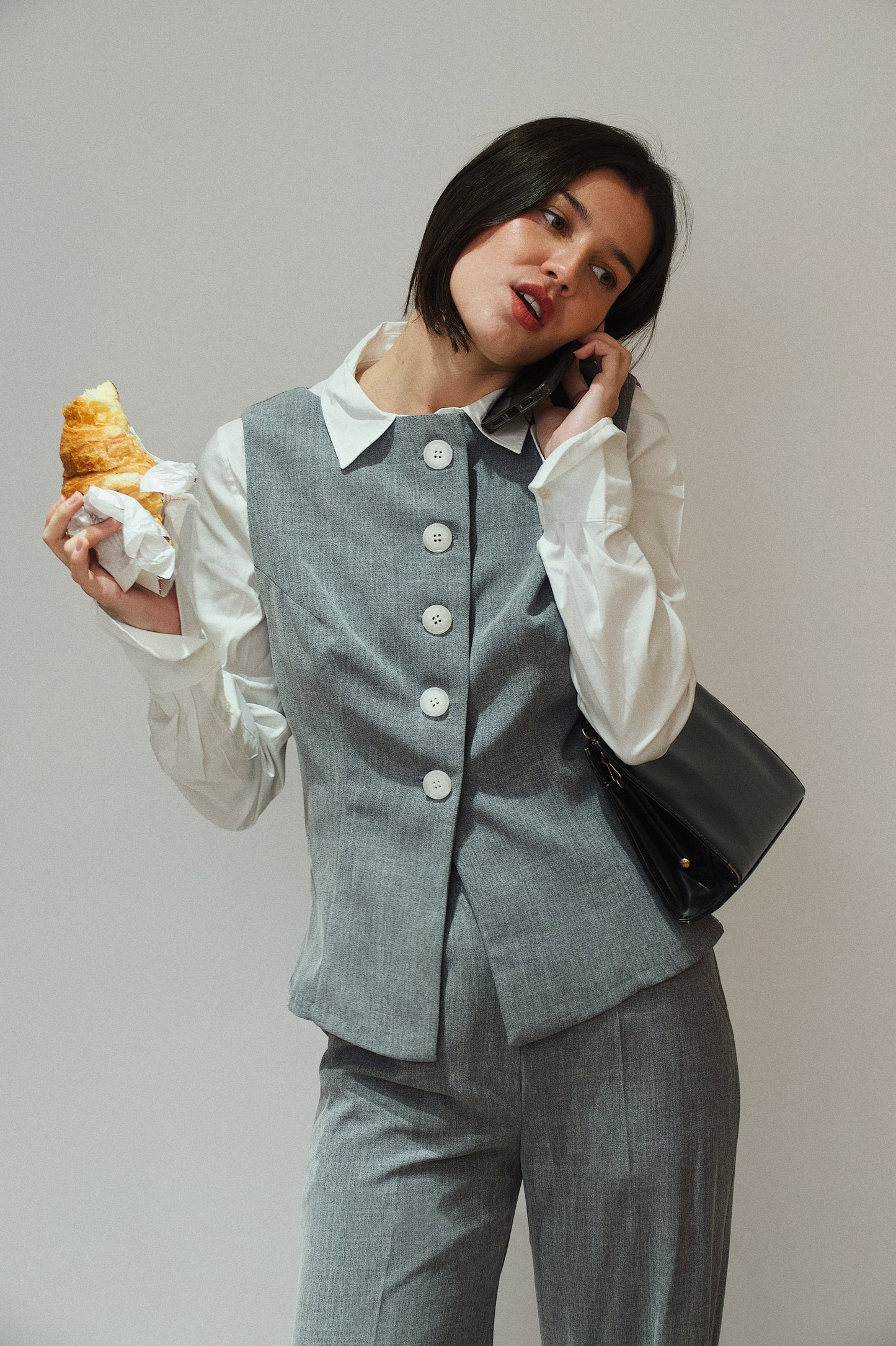 Top Gilet made in france en matière upcyclée | gris 'lara'