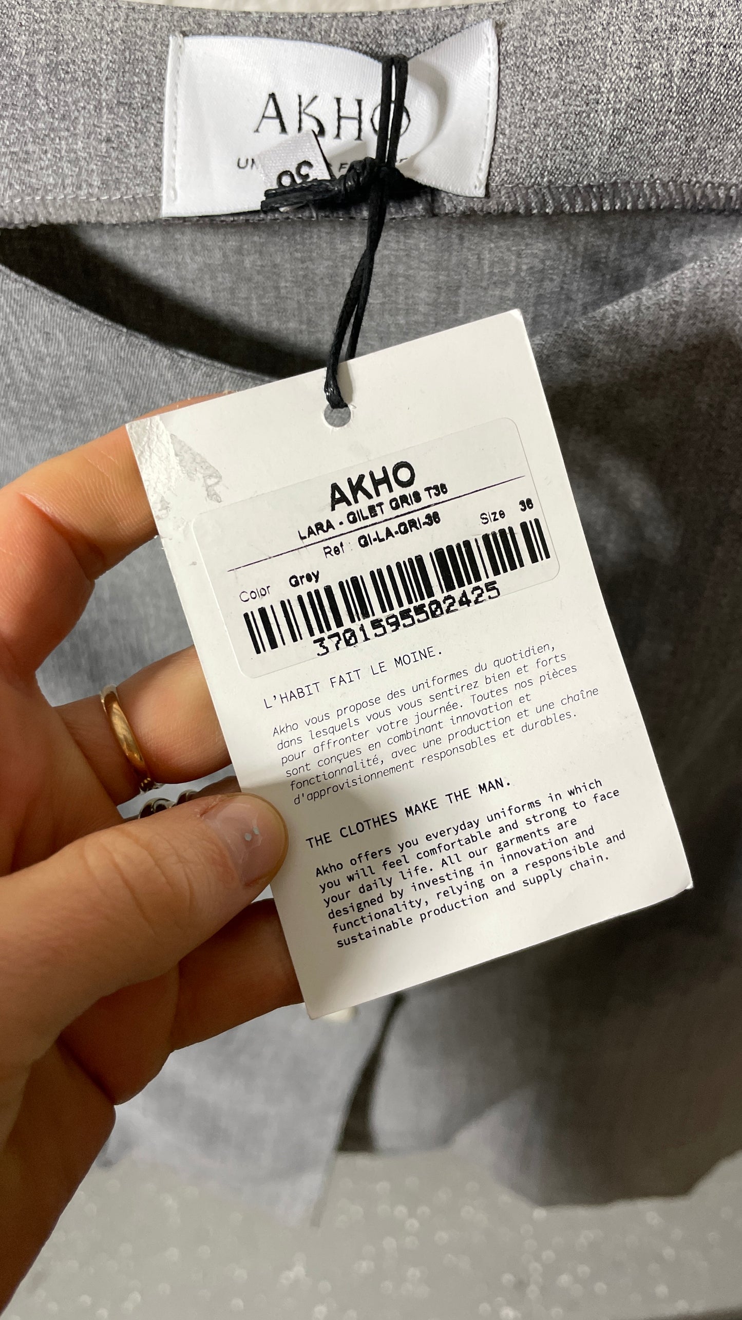Top Gilet made in france en matière upcyclée | gris 'lara'