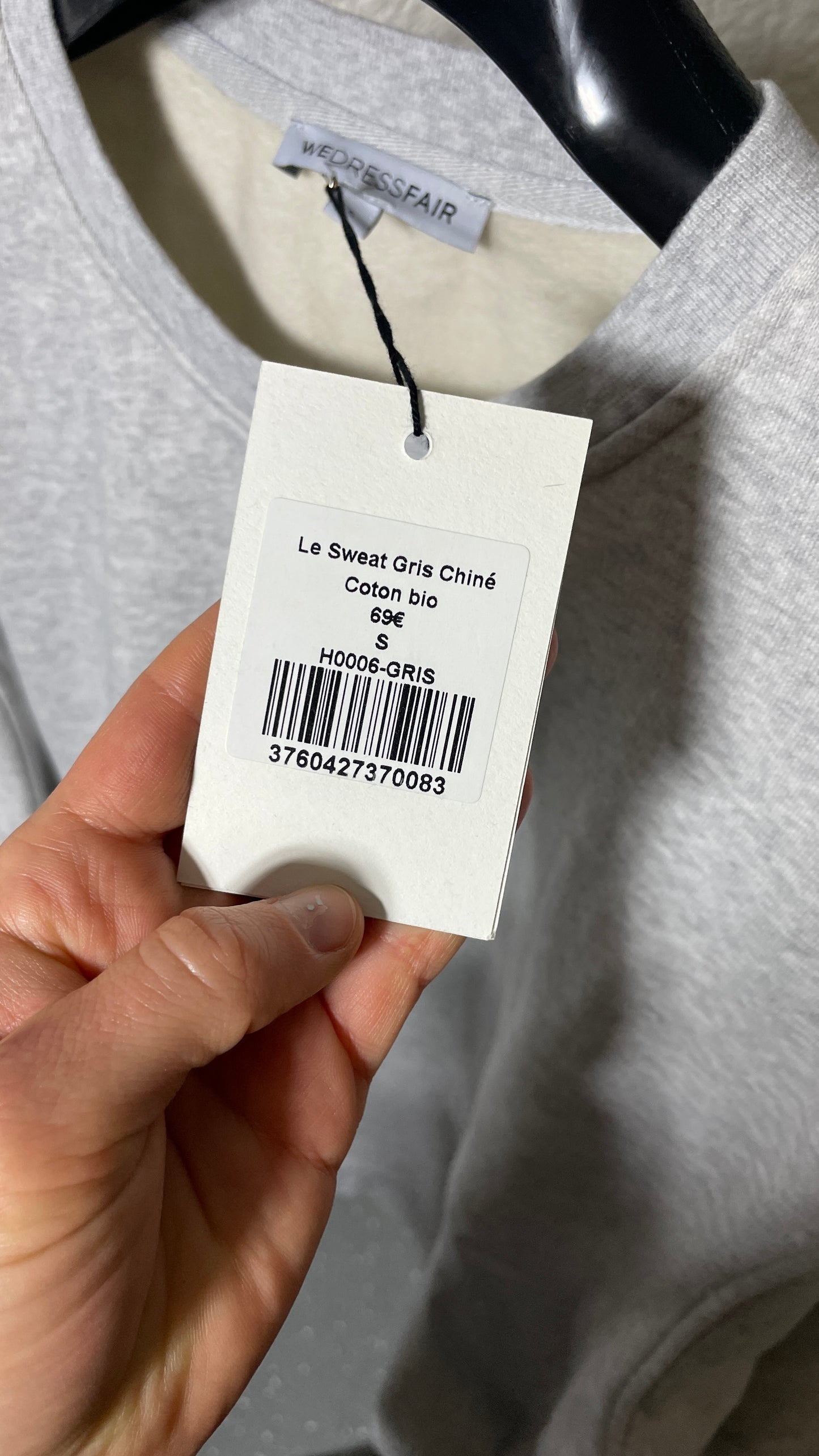 Sweat oversize en coton bio |  gris chiné