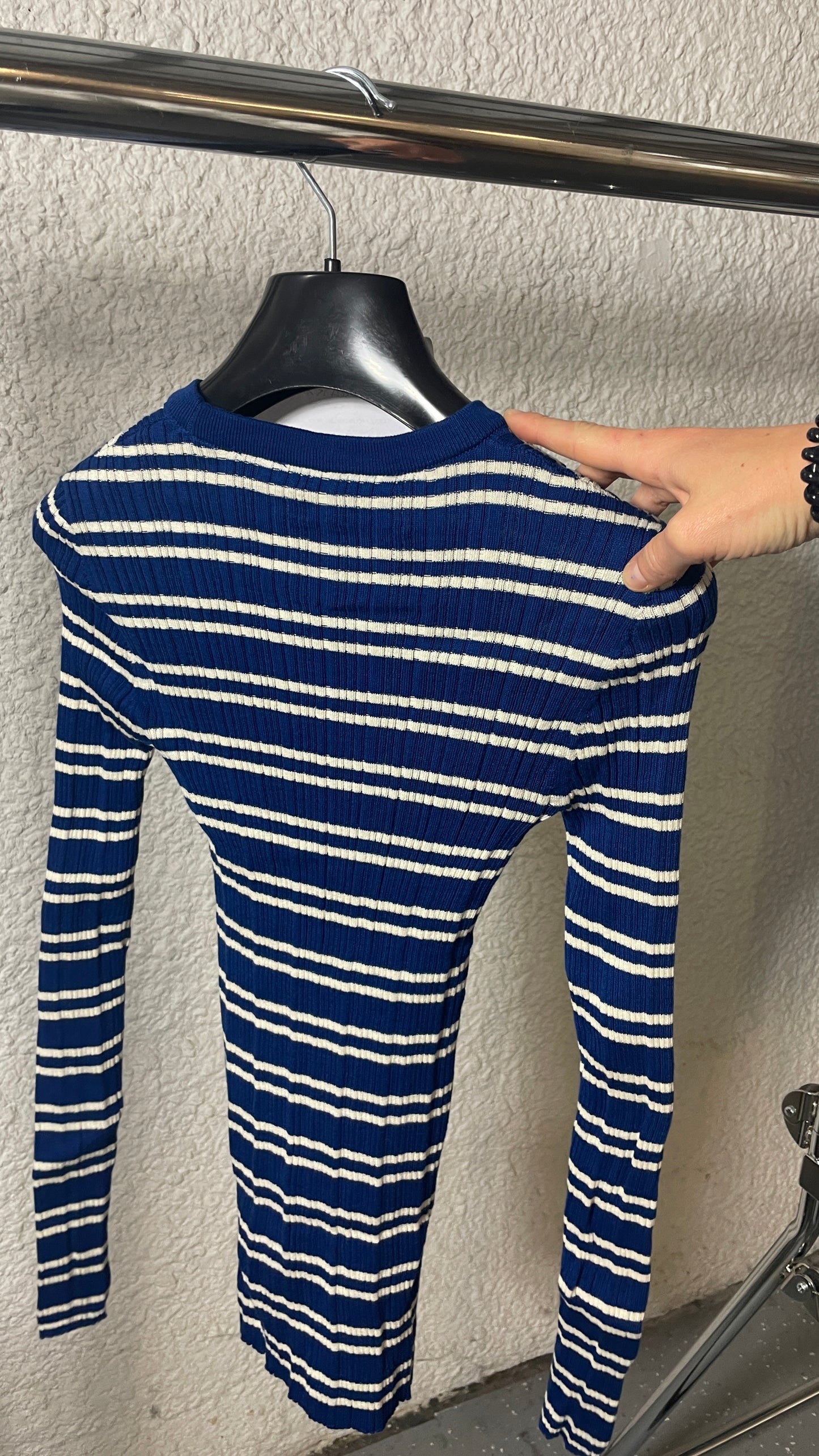Sous-pull côtelé en coton biologique | bleu 'alaania - lapis blue-oatmilk'