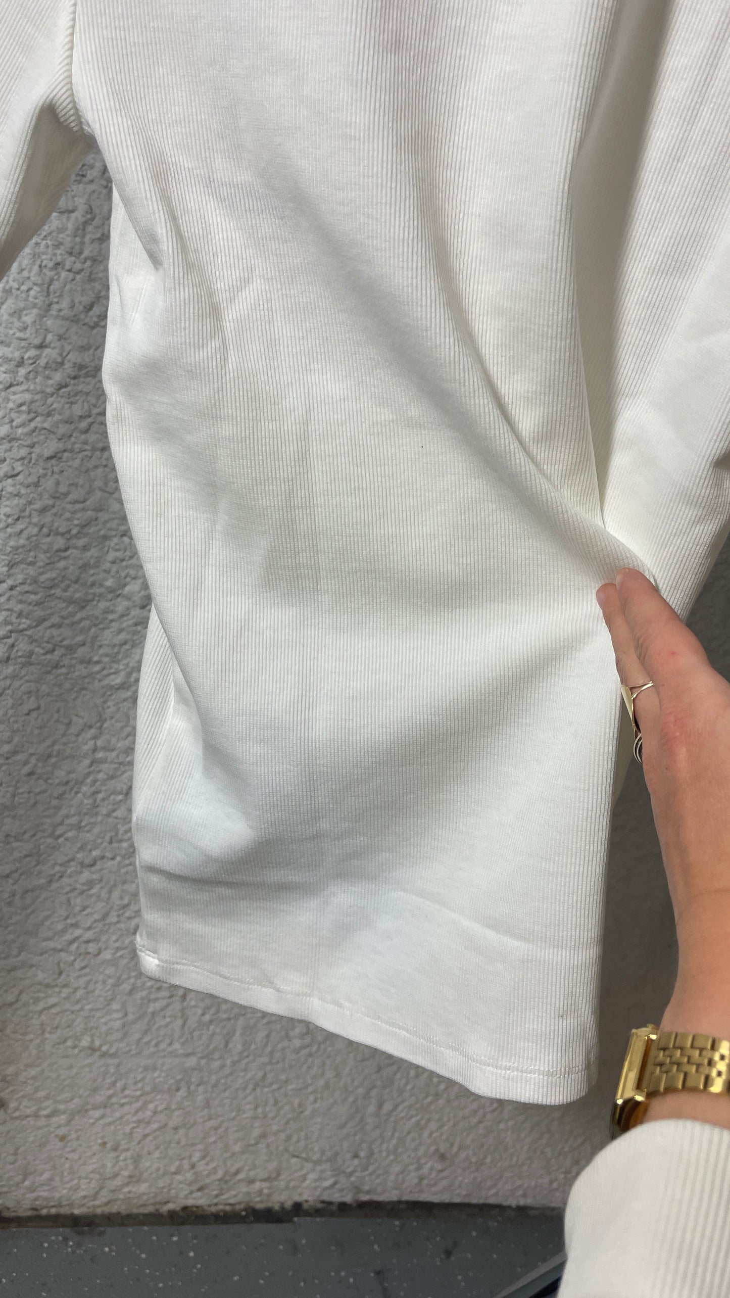 T-shirt côtelé en coton bio | blanc 'rib high neck short sleeved star white'