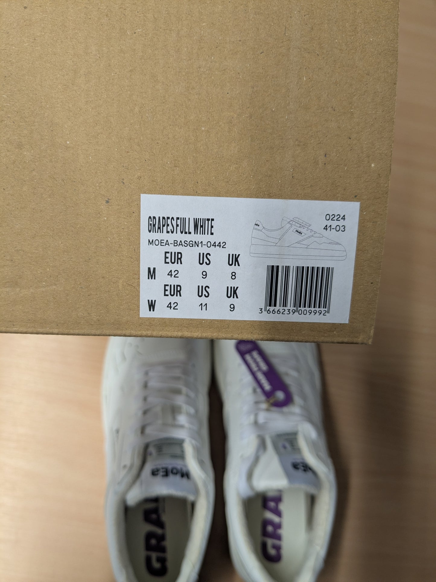 Baskets vegan en matière végétale | blanc 'gen 1 grape full white'