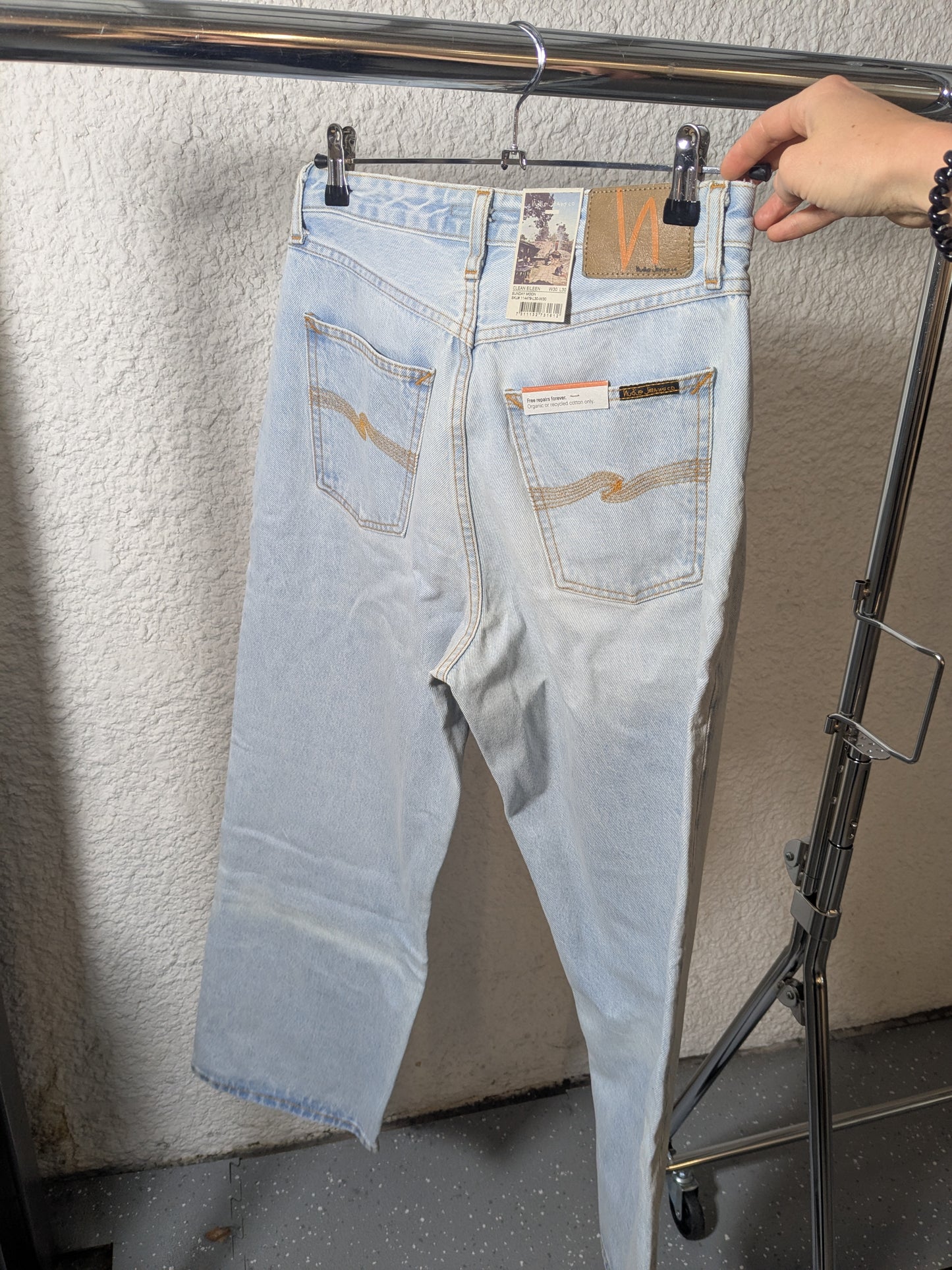 Jean ample en coton bio | bleu clair 'clean eileen sunday moon'