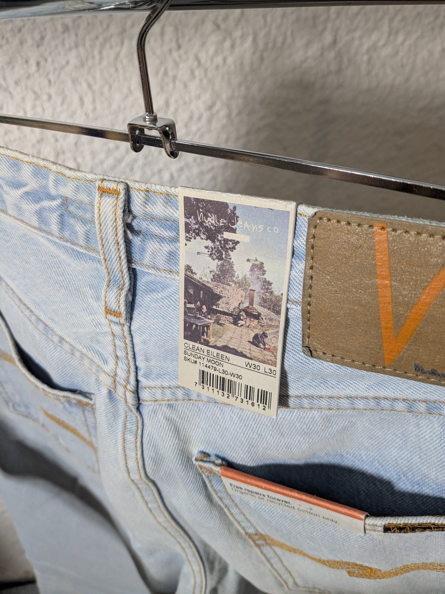 Jean ample en coton bio | bleu clair 'clean eileen sunday moon'