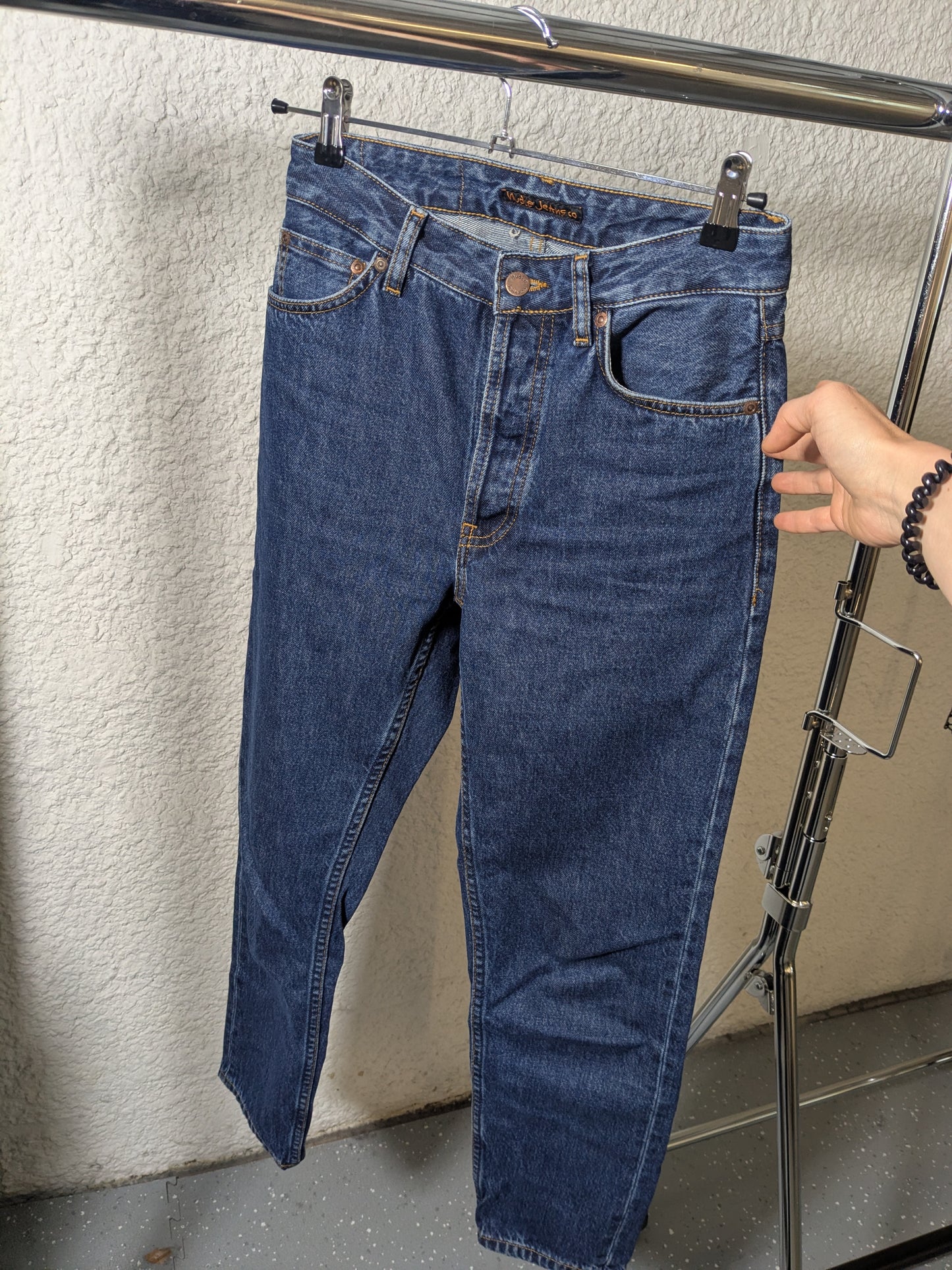 Jean mom en coton bio | bleu foncé 'breezy britt - evening-jazz'