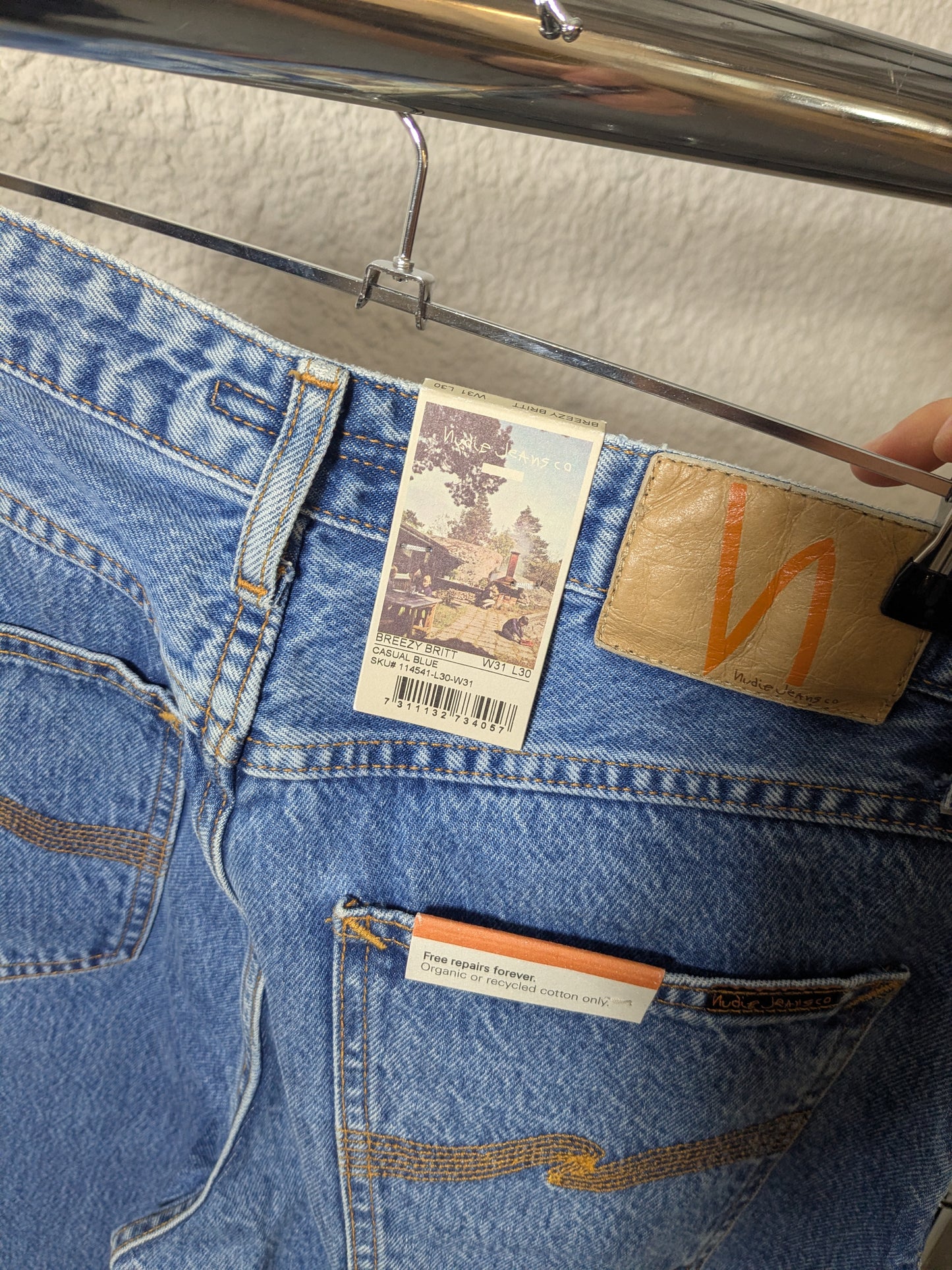 Jean mom en coton bio | bleu 'breezy britt casual blue'