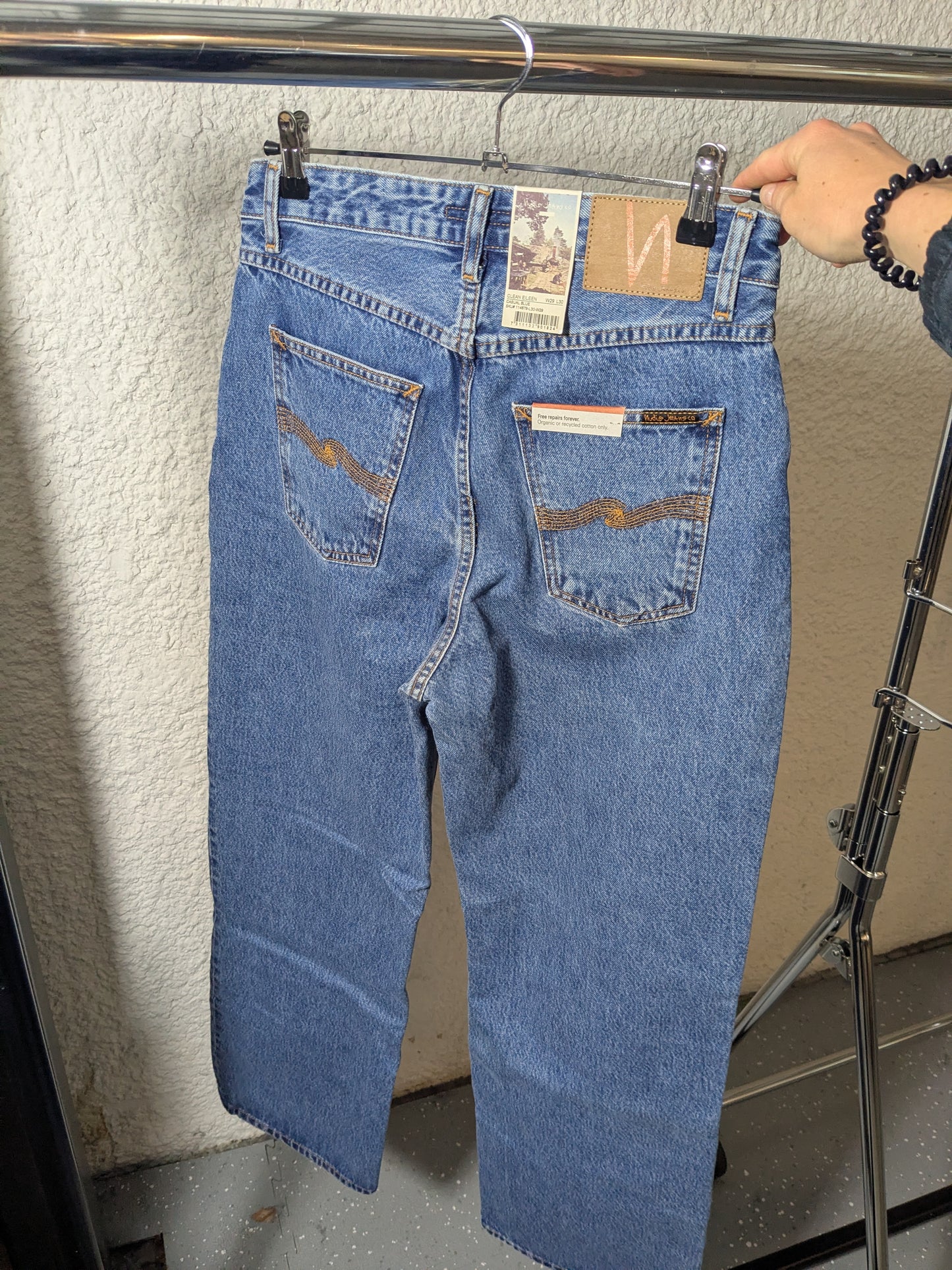 Jean large en coton bio | Bleu 'clean eileen casual blue'