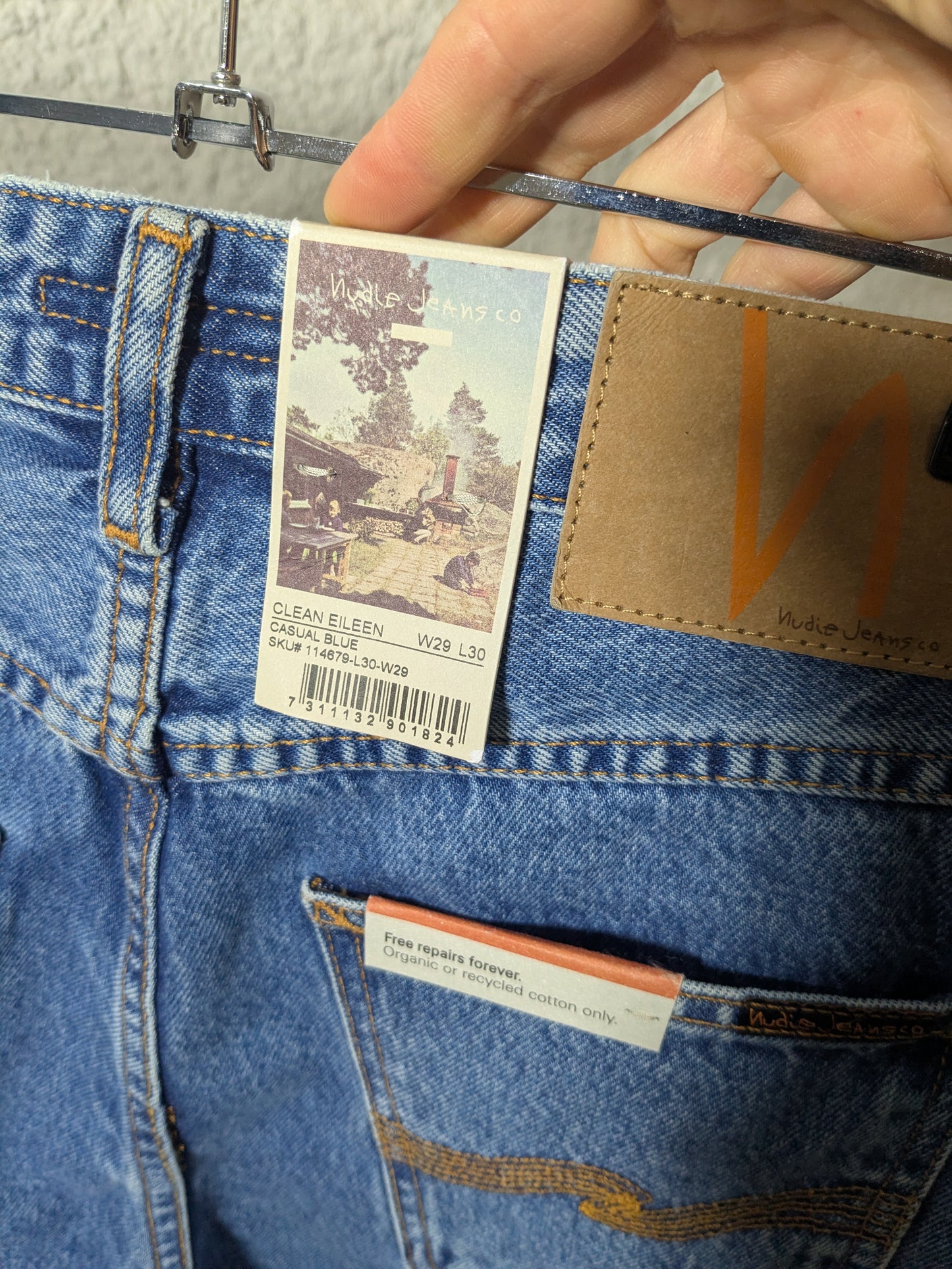 Jean large en coton bio | Bleu 'clean eileen casual blue'
