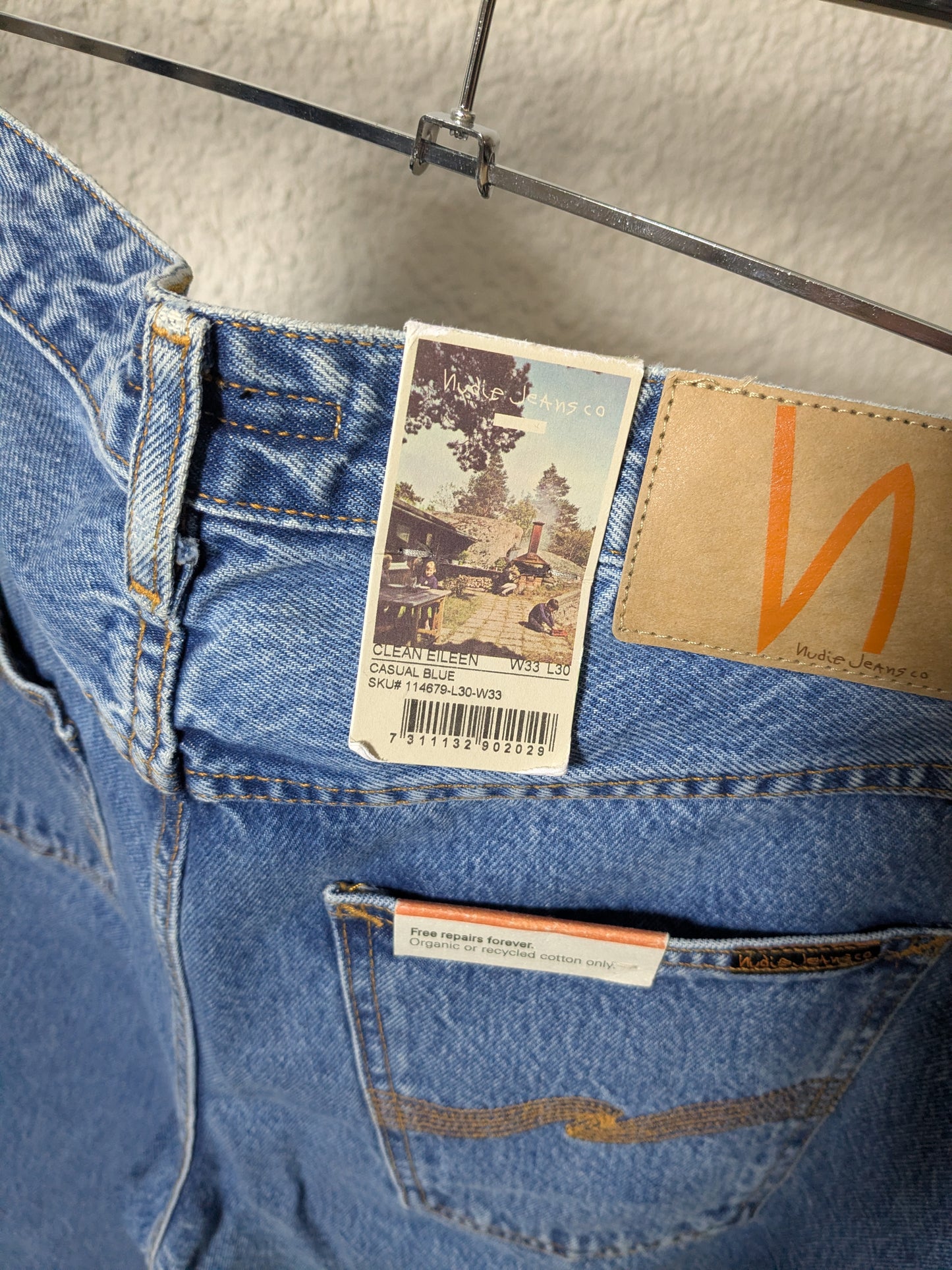 Jean large en coton bio | Bleu 'clean eileen casual blue'