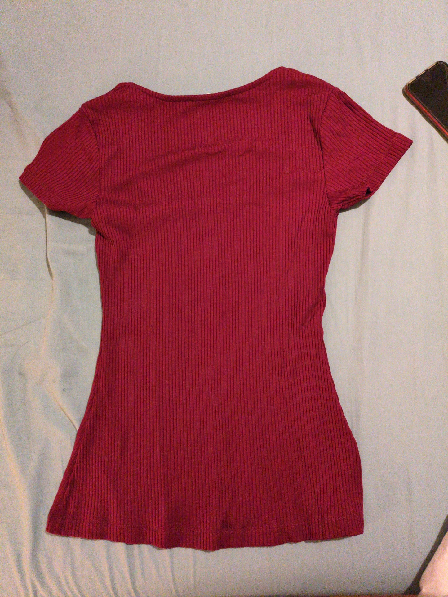 Tee-shirt col carré en Tencel côtelé 'Nita' | framboise | Framboise