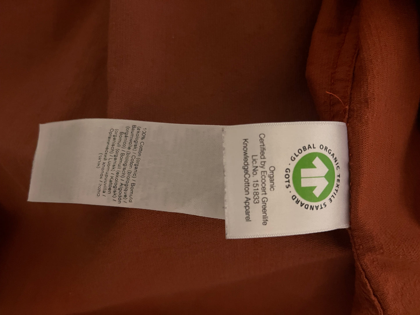 Chemise en velours côtelé orange en coton bio - ELDER Arabian Spice