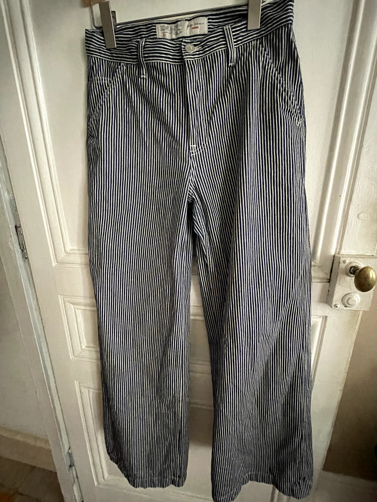 Pantalon rayé en coton bio | inez striped pants - blue/offwhite