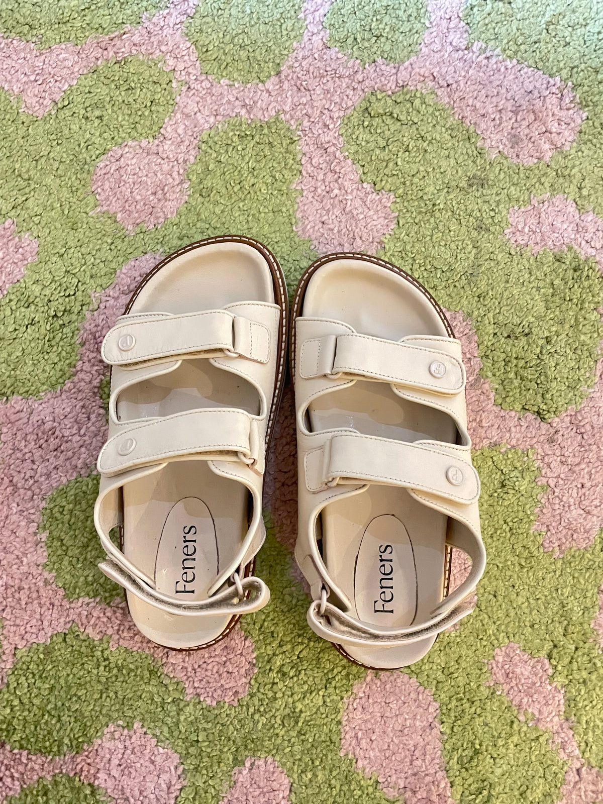 Sandales écrues en cuir vegan - ivory