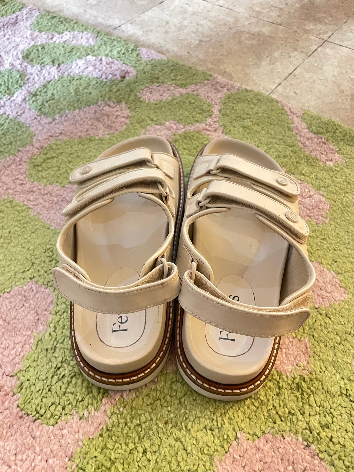 Sandales écrues en cuir vegan - ivory