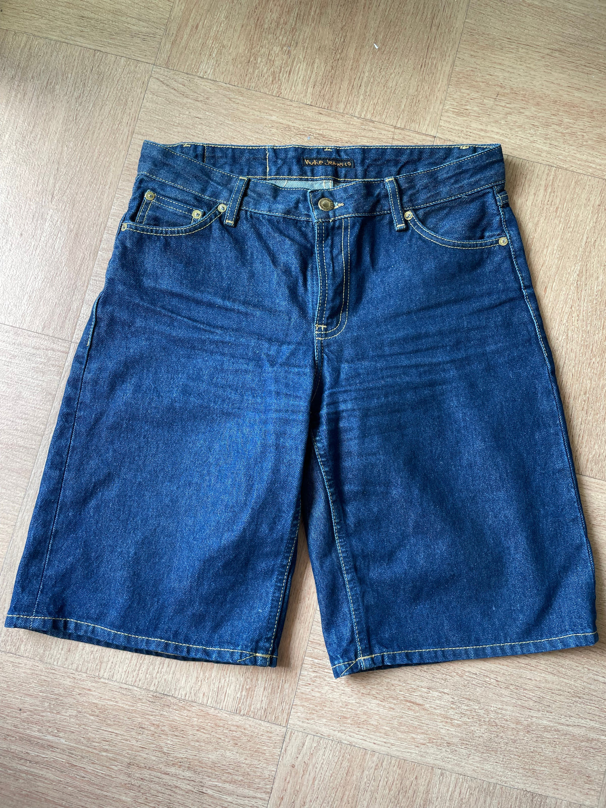 Short bermuda denim en coton bio | bleu 'Meja denim shorts rinse dark blue'