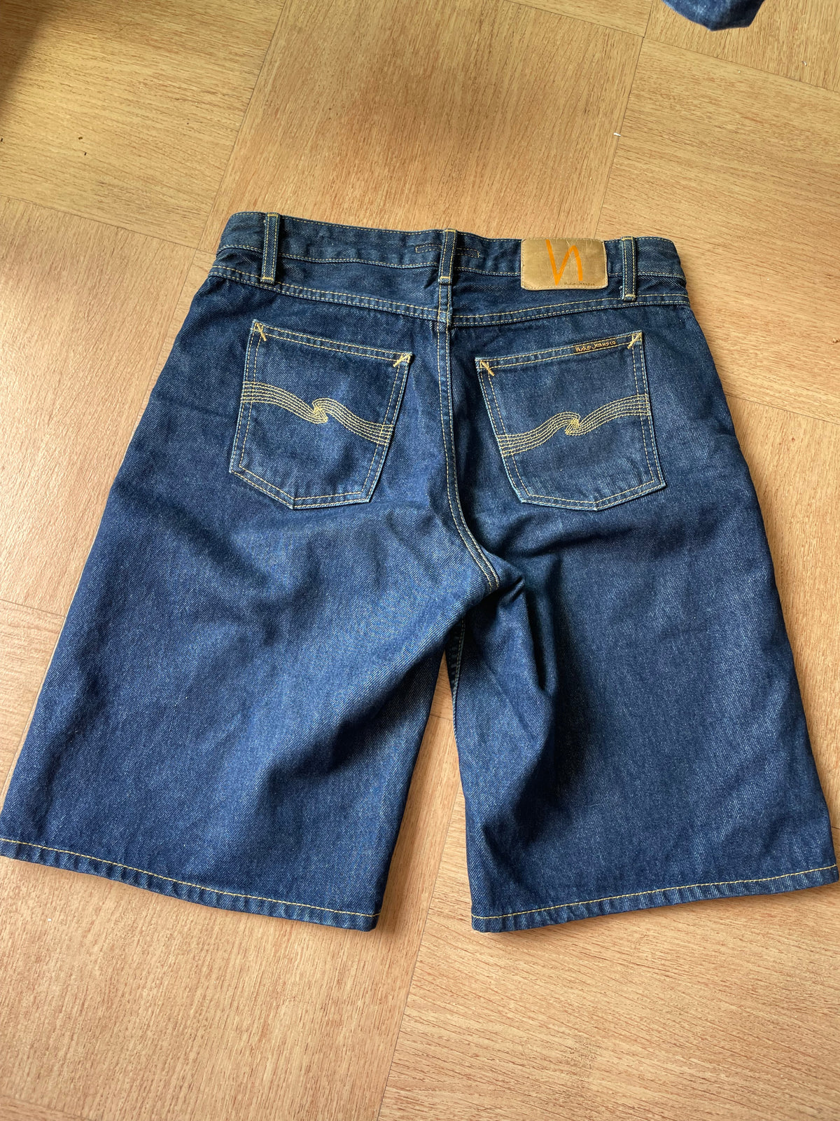 Short bermuda denim en coton bio | bleu 'Meja denim shorts rinse dark blue'