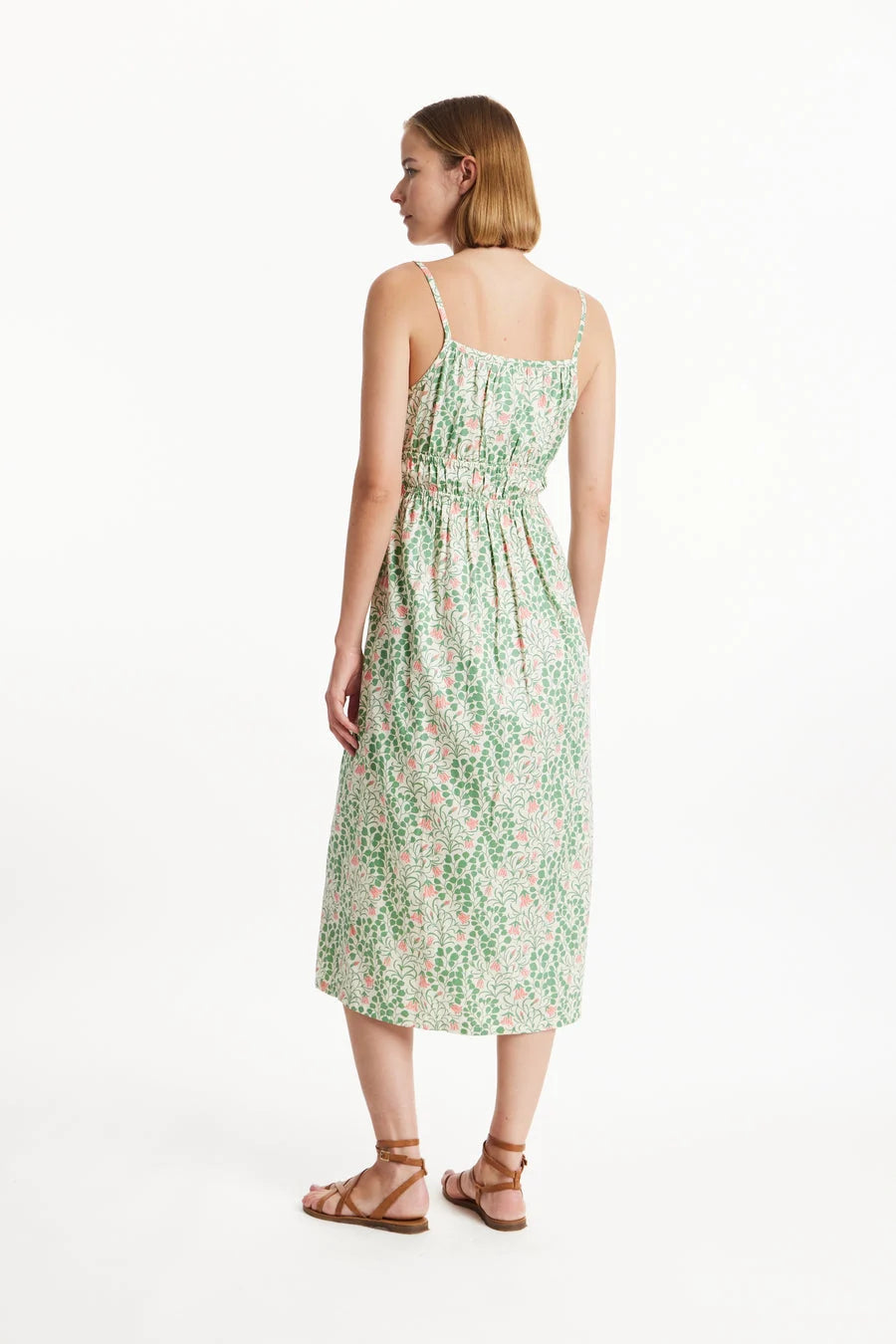 Robe verte fleurie en coton bio - v&a harebell strappy dress multi coloured
