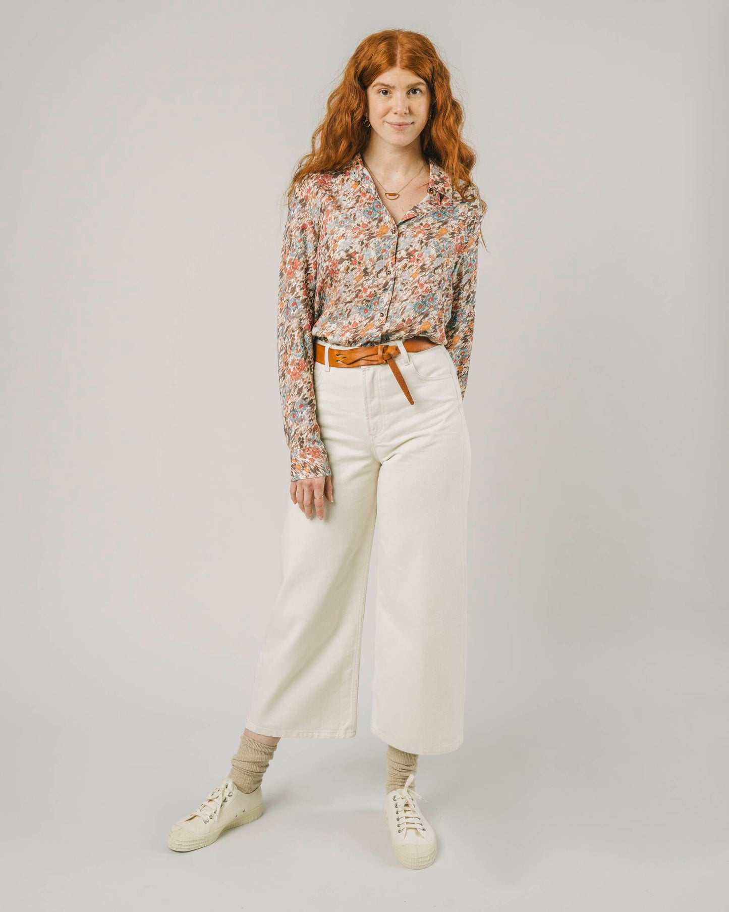 Blouse à motifs en ecovero - aster regular ls blouse brown