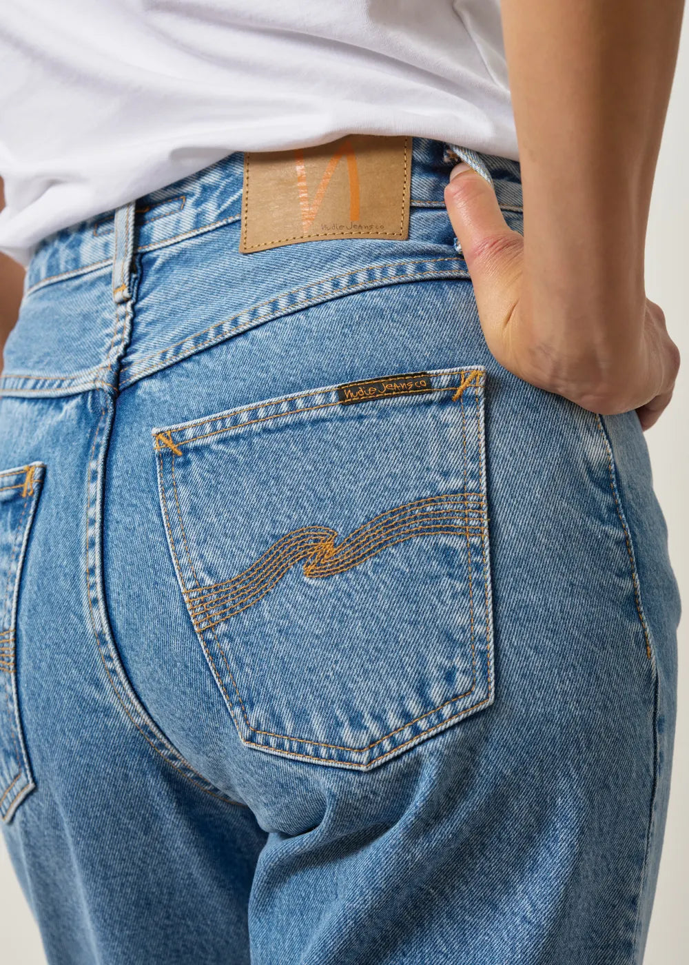 Jean mom en coton bio | bleu "breezy britt casual blue" - NUDIE JEANS