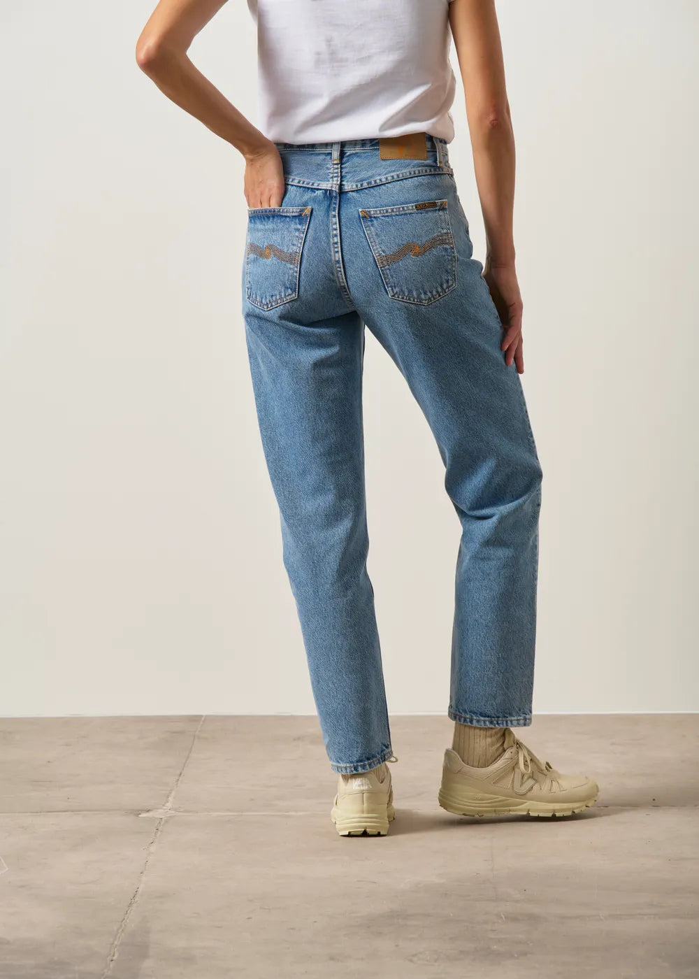 Jean mom en coton bio | bleu "breezy britt casual blue" - NUDIE JEANS