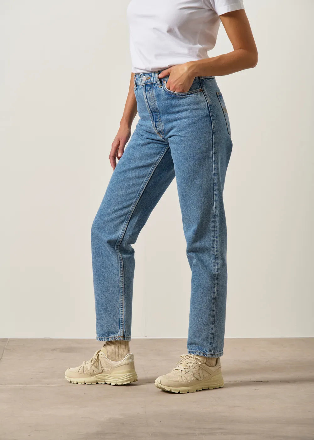 Jean mom en coton bio | bleu "breezy britt casual blue" - NUDIE JEANS
