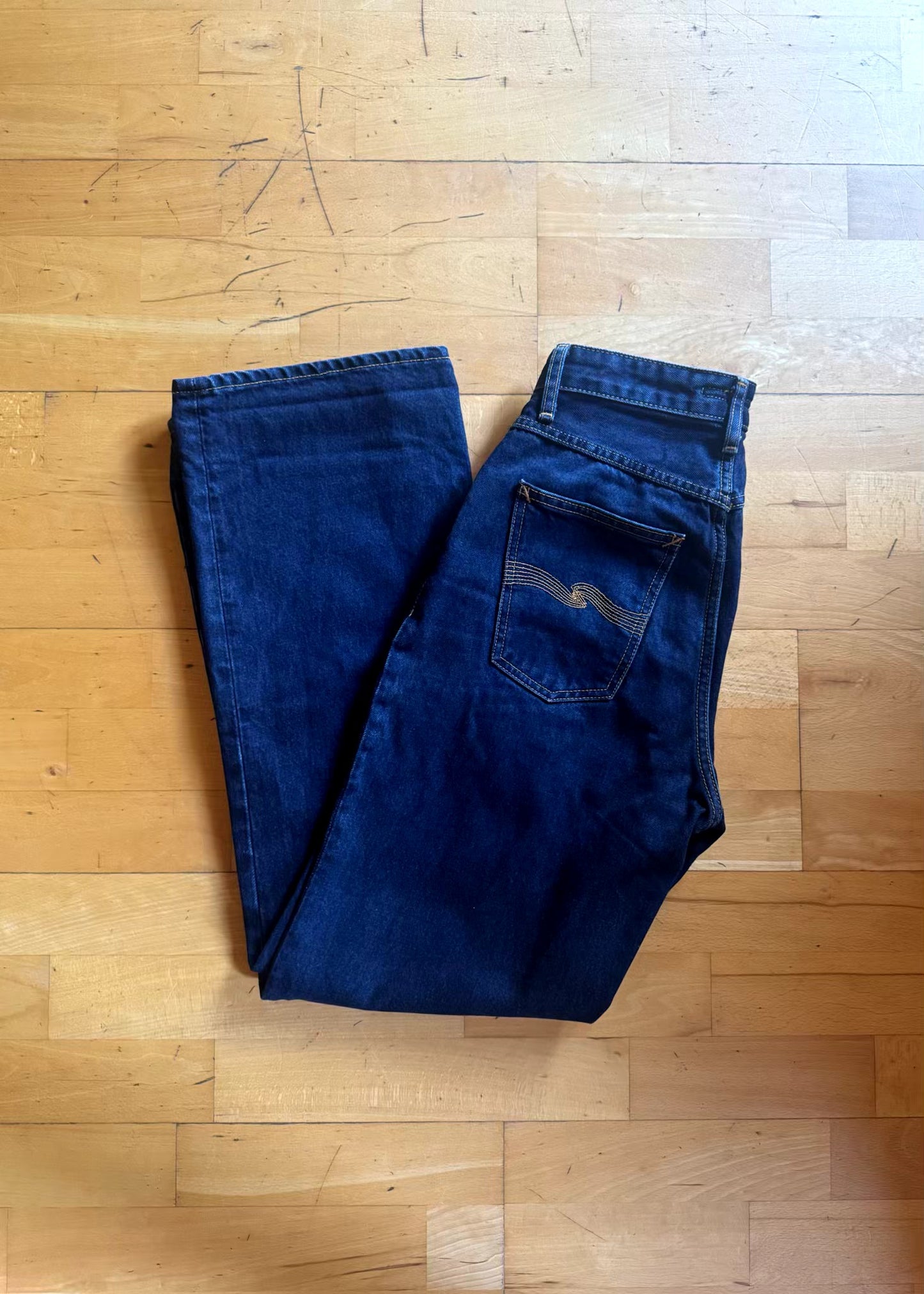 Jean large en coton bio | Bleu foncé 'clean eileen indigo dipped'