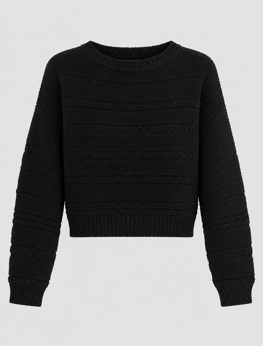 Pull crochet en coton bio | noir 'aaliya - black'