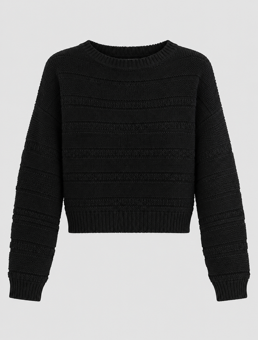 Pull crochet en coton bio | noir 'aaliya - black'