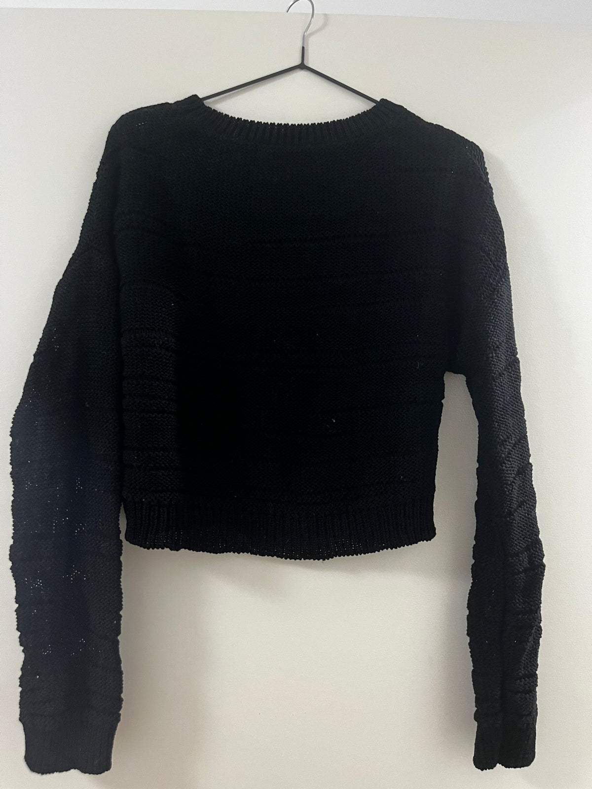 Pull crochet en coton bio | noir 'aaliya - black'