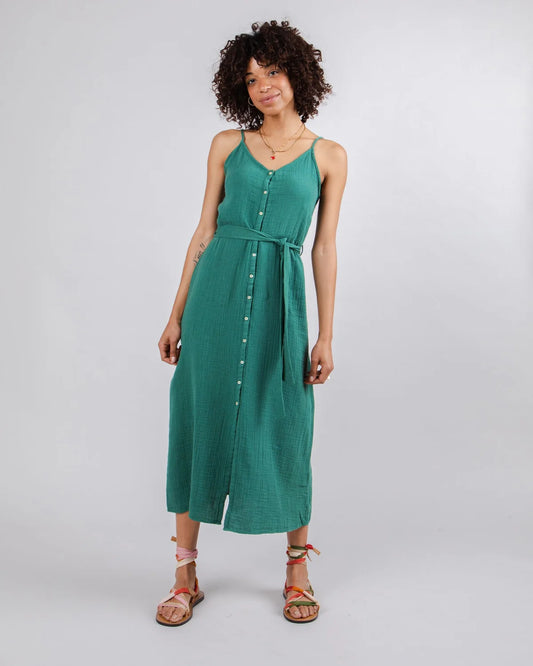 Robe longue à fines bretelles, vert