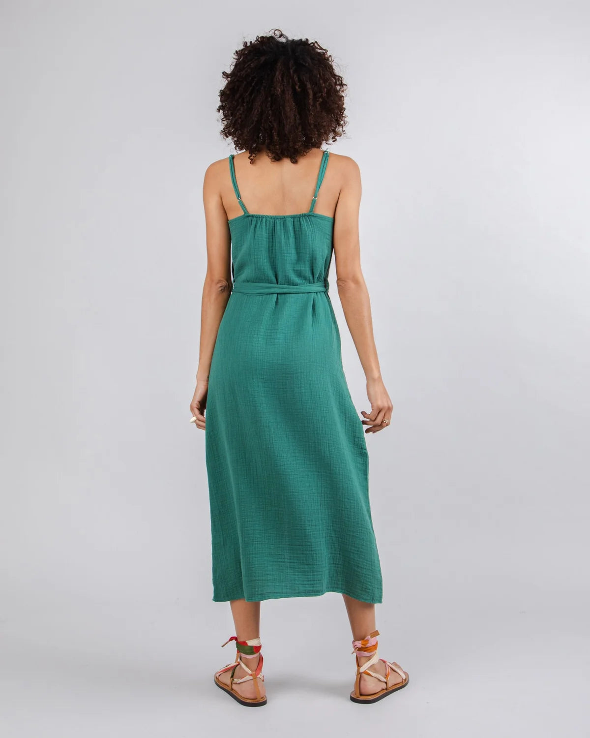 Robe longue à fines bretelles, vert