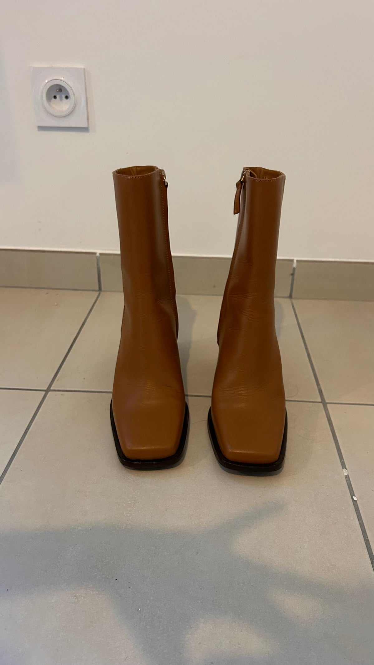 Bottines à talon en cuir certifié | camel 'semaine caramel caramel'