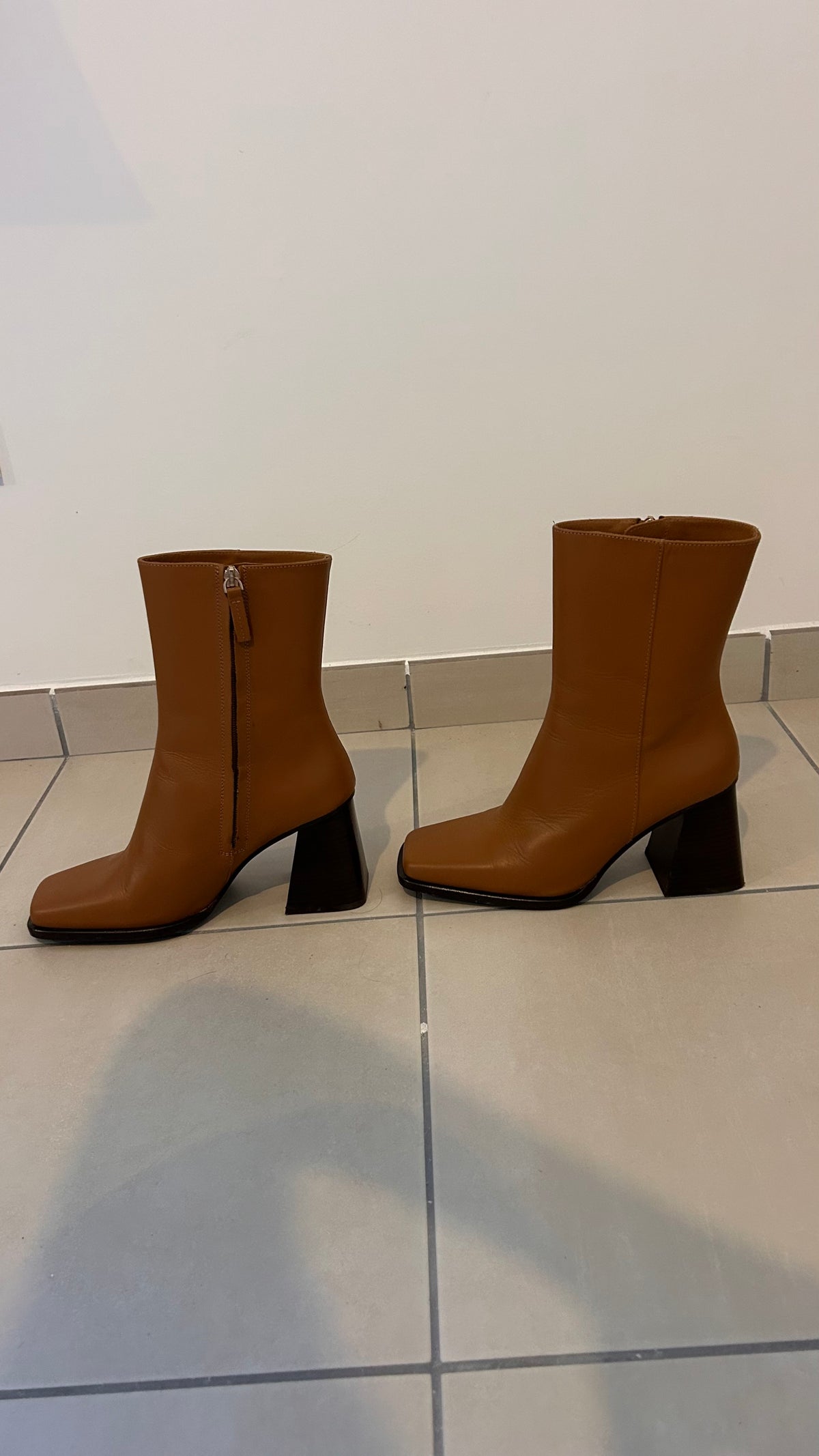 Bottines à talon en cuir certifié | camel 'semaine caramel caramel'