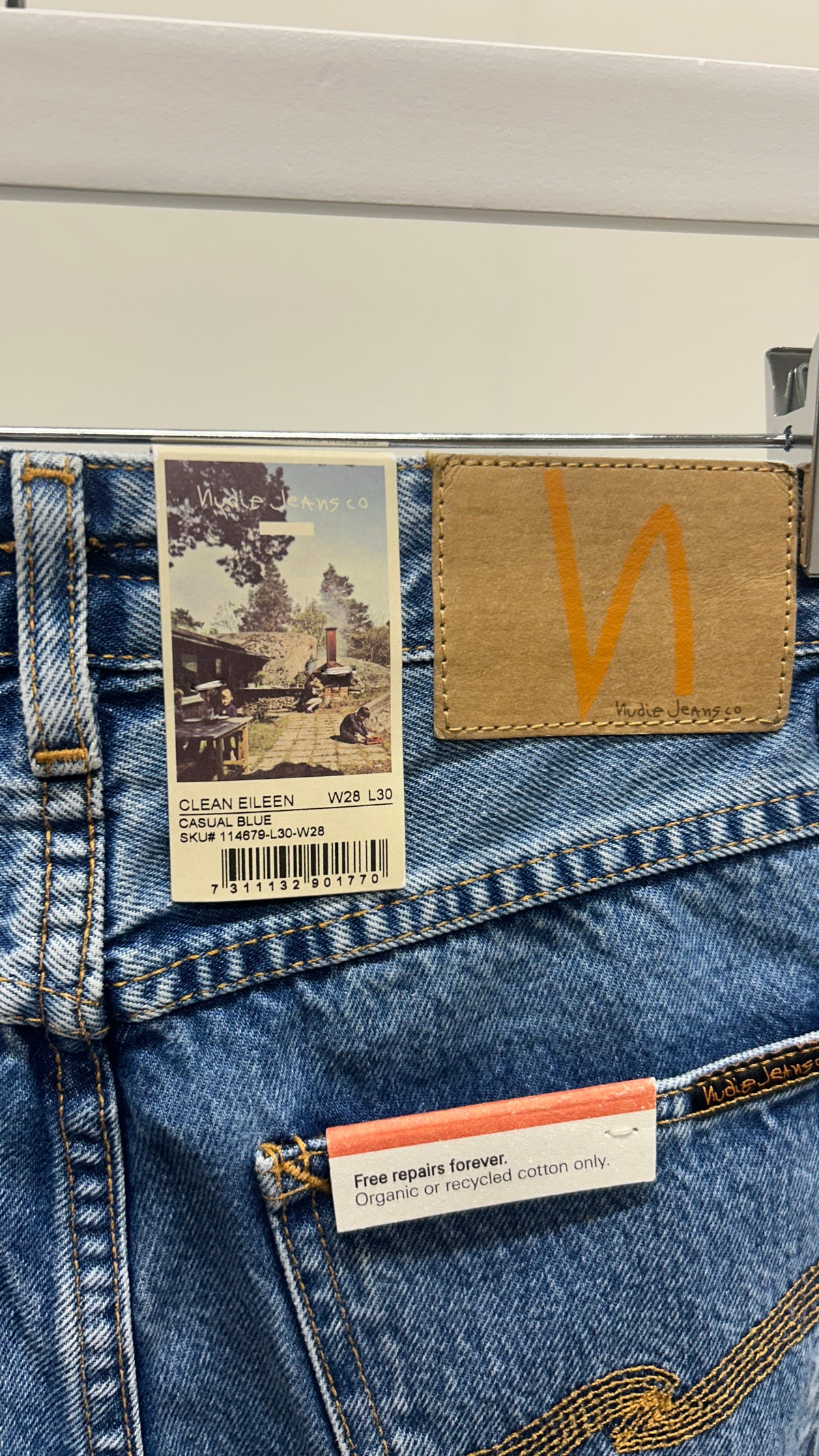 Jean large en coton bio | Bleu 'clean eileen casual blue'