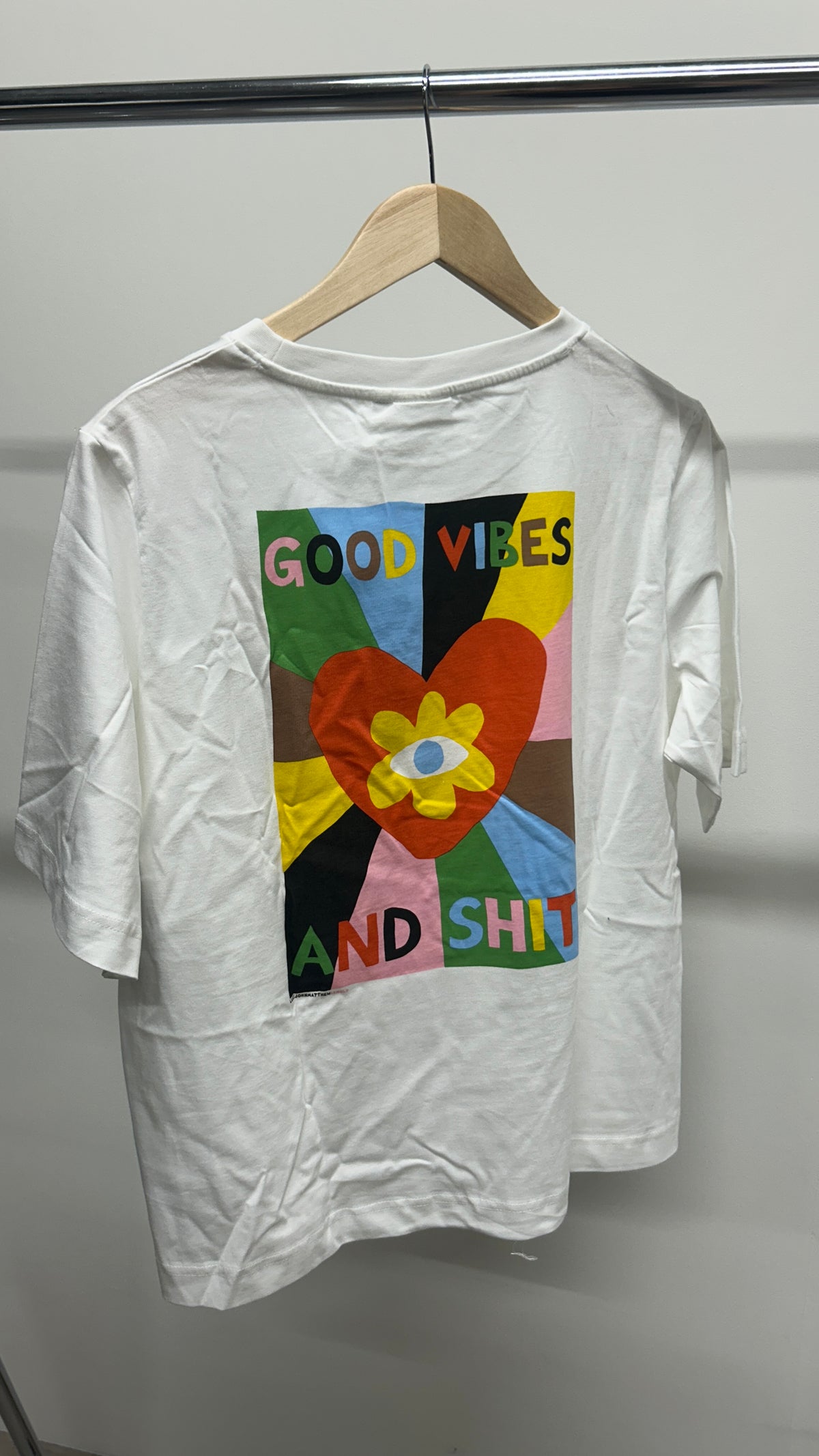 T-shirt en coton bio | blanc 'vadstena good vibes white'