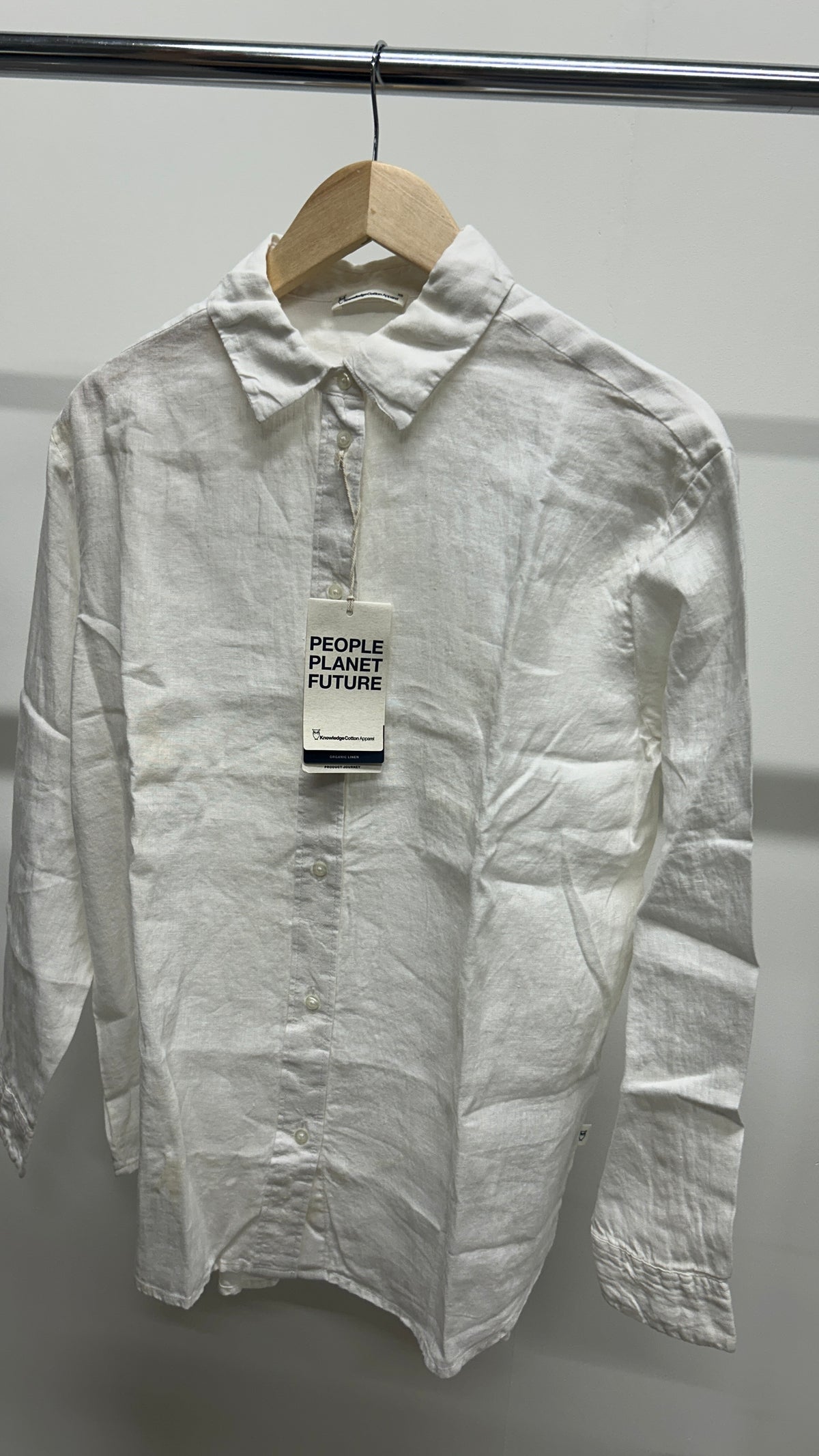 Chemise en lin biologique | blanc 'loose linen long sleeved shirt bright white'