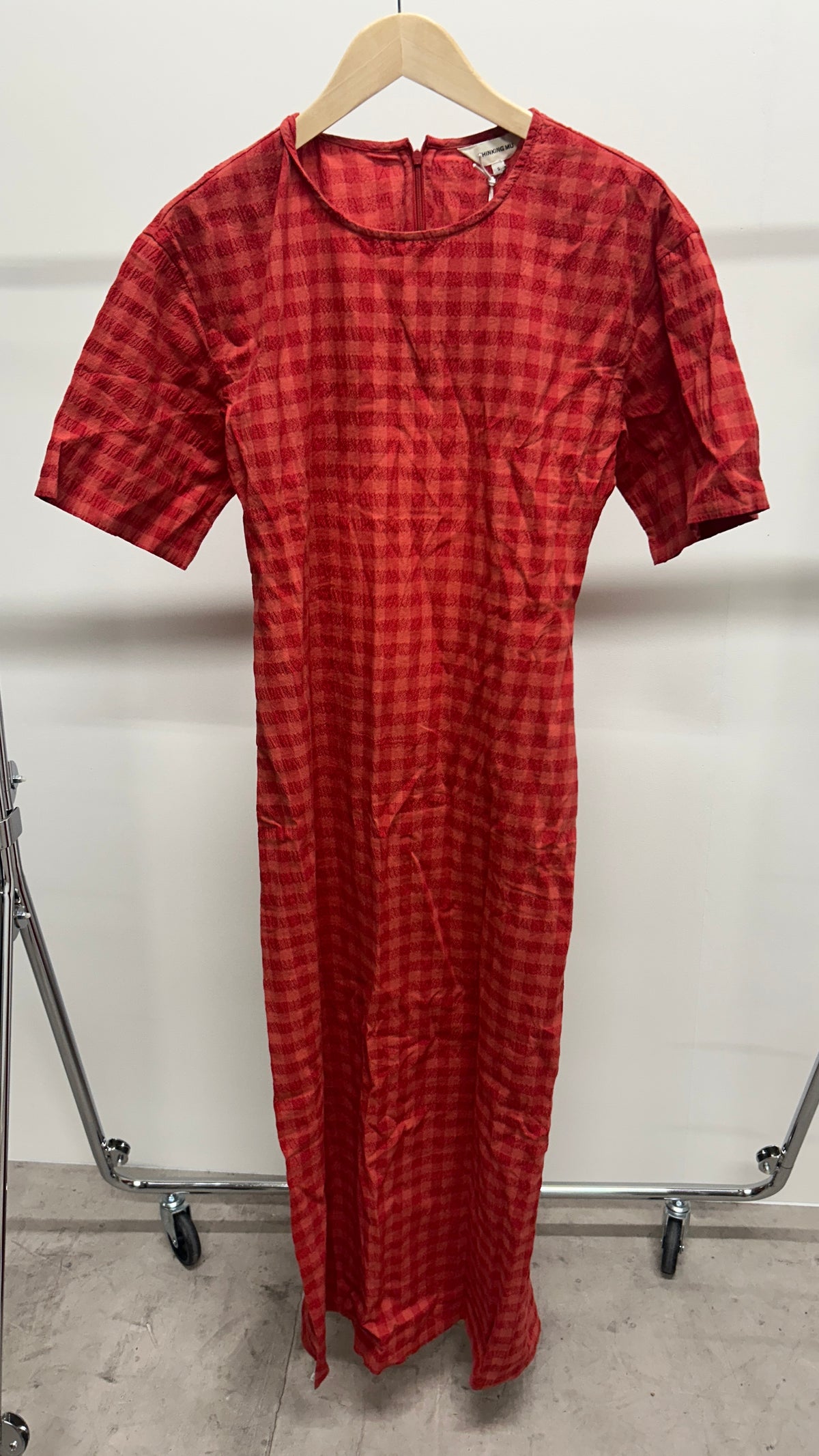 Robe en coton bio | rouge 'red checks seersucker kina dress - red' - red | Red