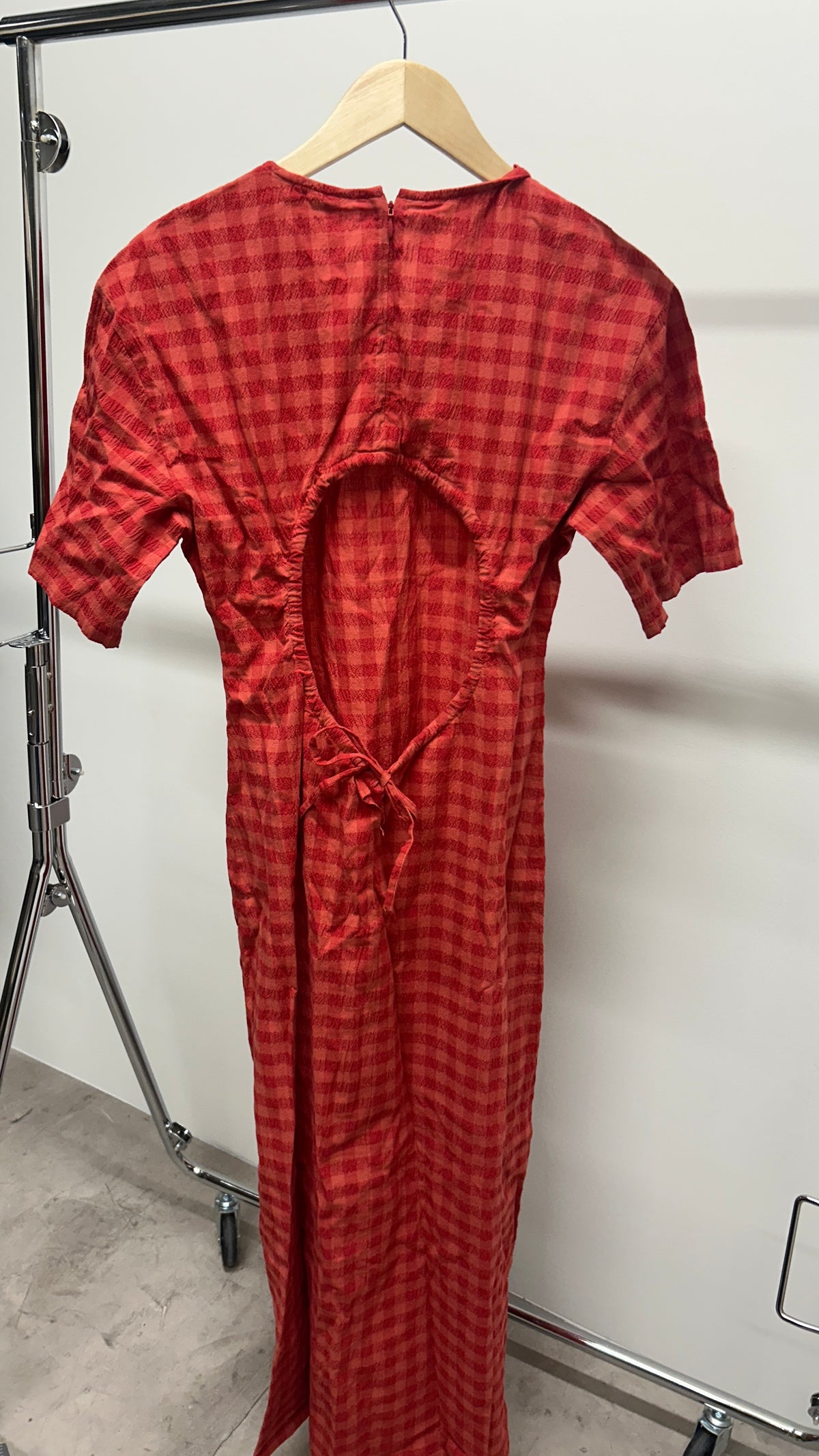 Robe en coton bio | rouge 'red checks seersucker kina dress - red' - red | Red